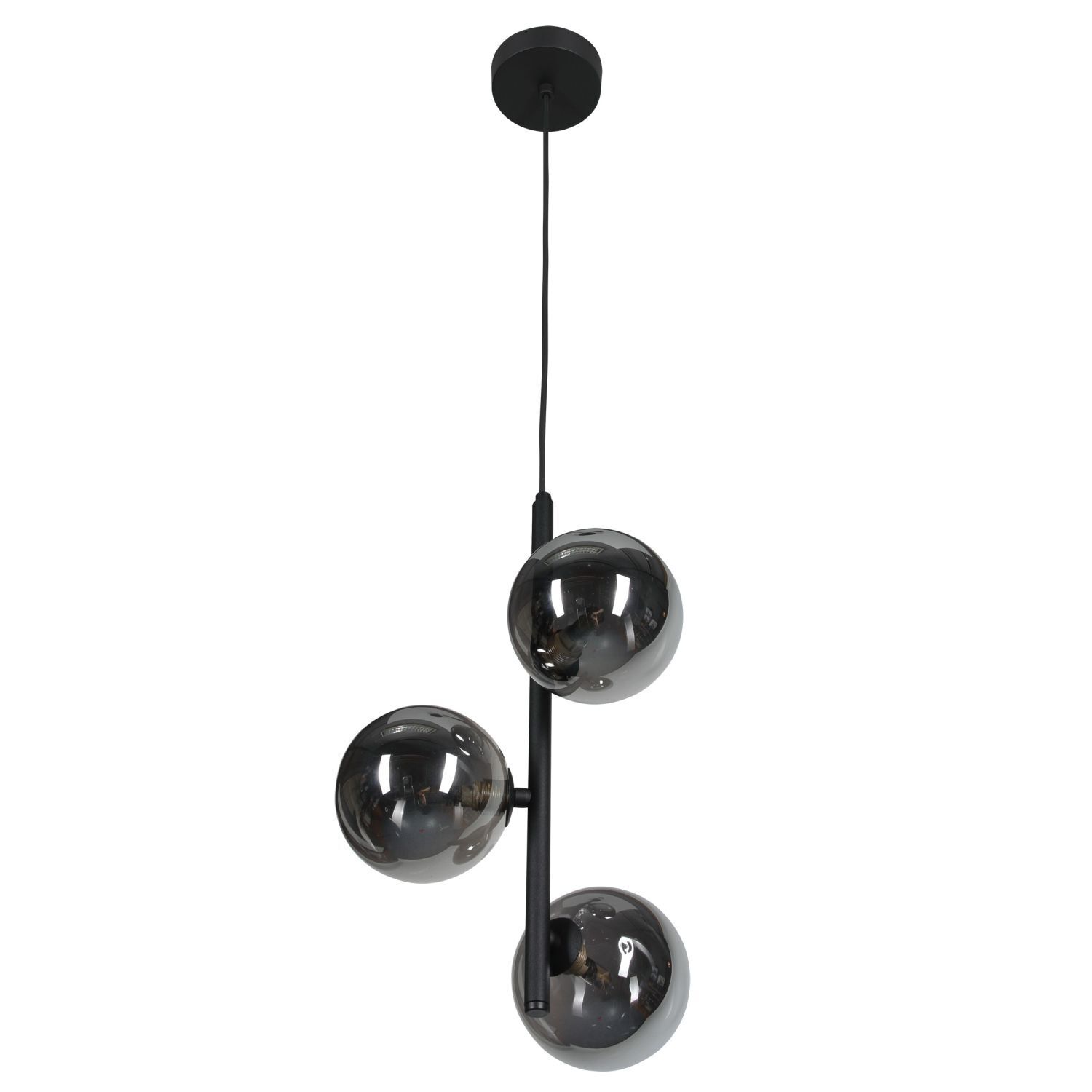 Suspension verre fumé métal L : 23 cm Abat-jour sphérique Leuchter, Lampe