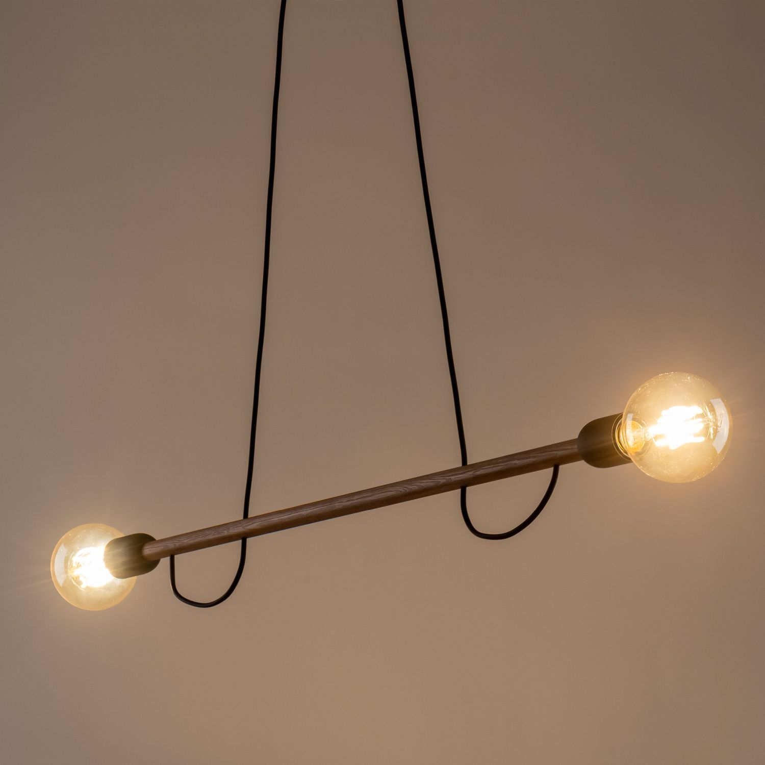 Hängelampe Holz Metall 93 cm lang H: max. 160 cm 2x E27 Lampe, Kronleuchter