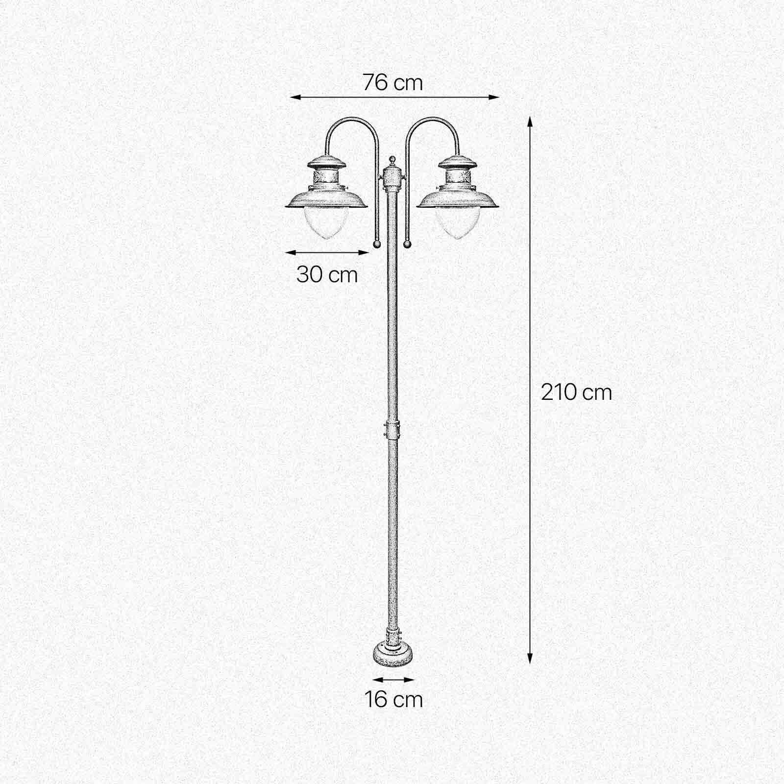 Lampe d'extérieur à 2 flammes 210 cm E27 IP44 laiton Maritim