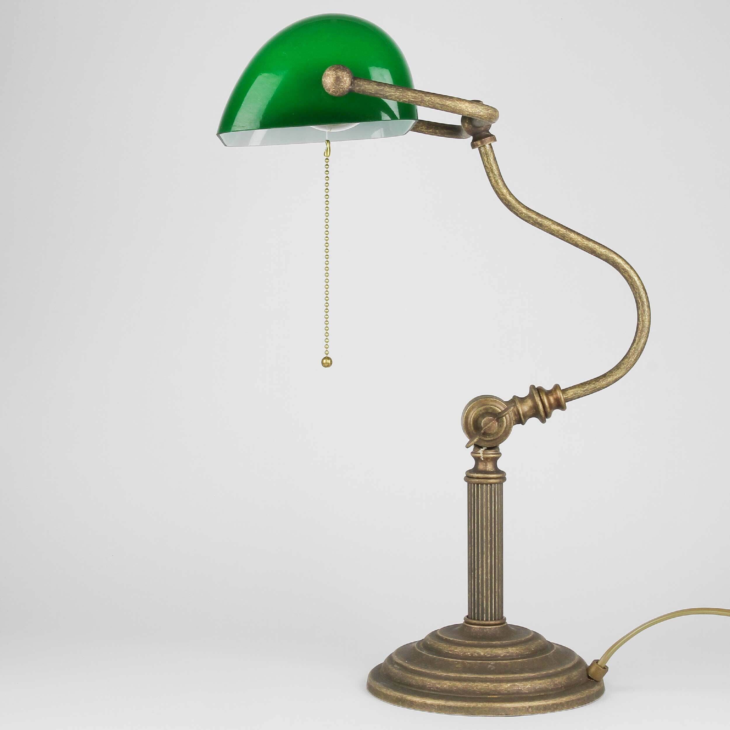Premium Banker lampe de table en laiton bronze antique Lampe, Lampenschirm, Tischlampe