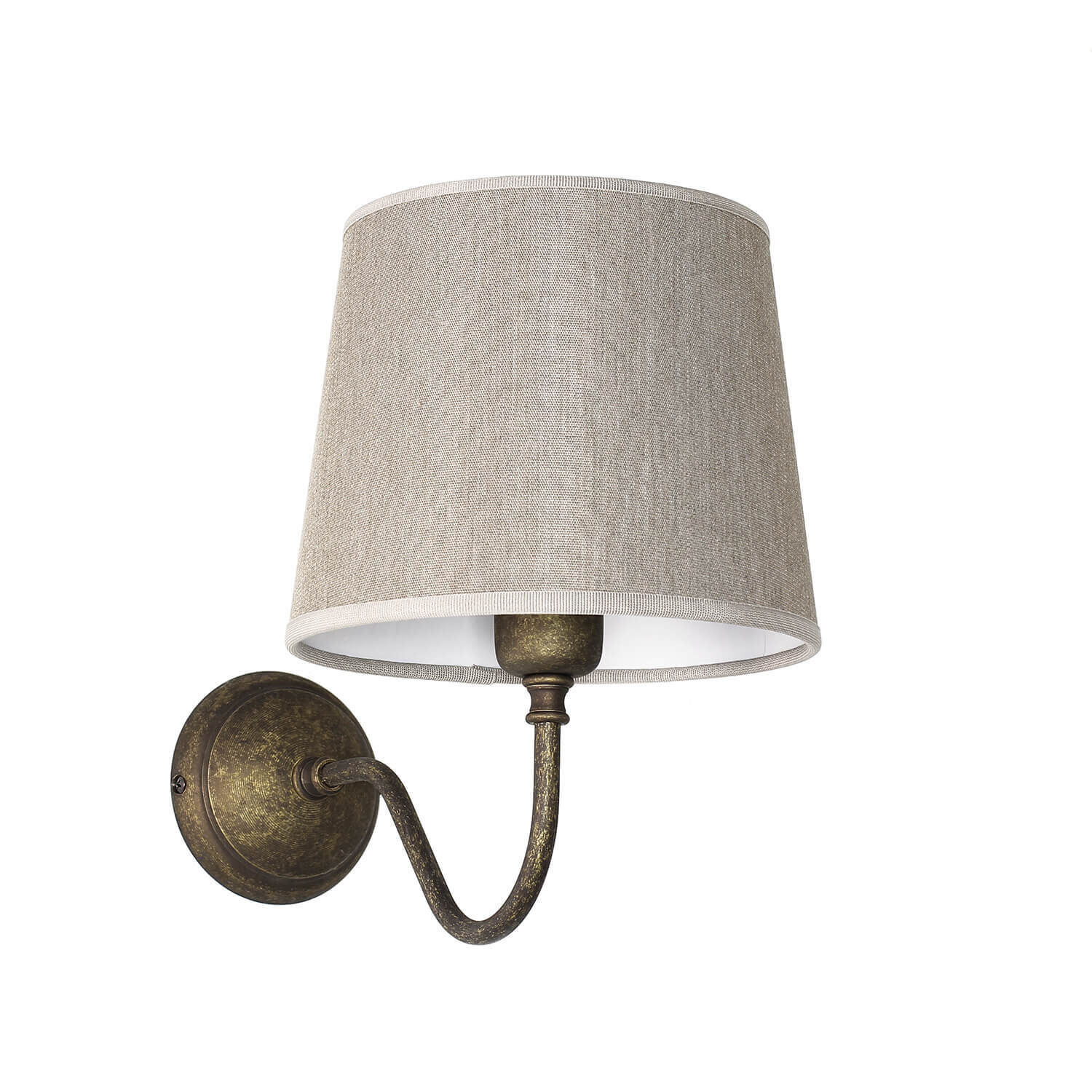Wandleuchte aus Echt-Messing mit Stoffschirm Beige Lampe, Lampenschirm