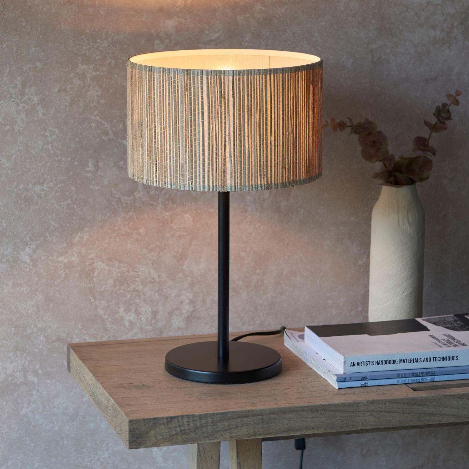 Lampe de table E27 41 cm de haut Herbe de mer Métal Moderne Boho