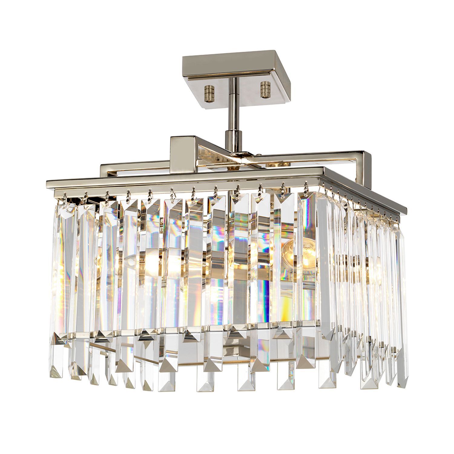 Lampe à suspendre cristal en nickel clair Art Déco