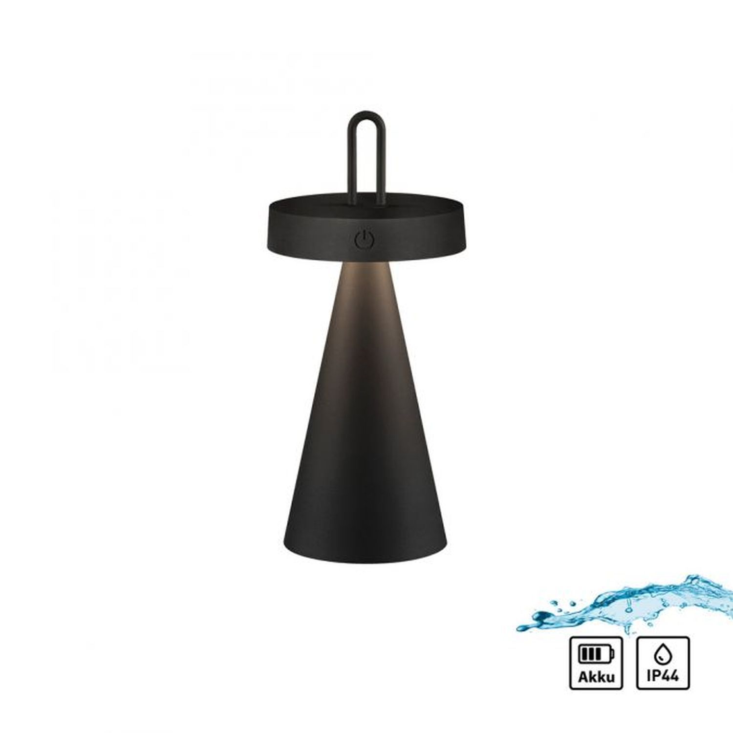 Lampe de table LED rechargeable Dimmer Touch IP44 28,9 cm noir