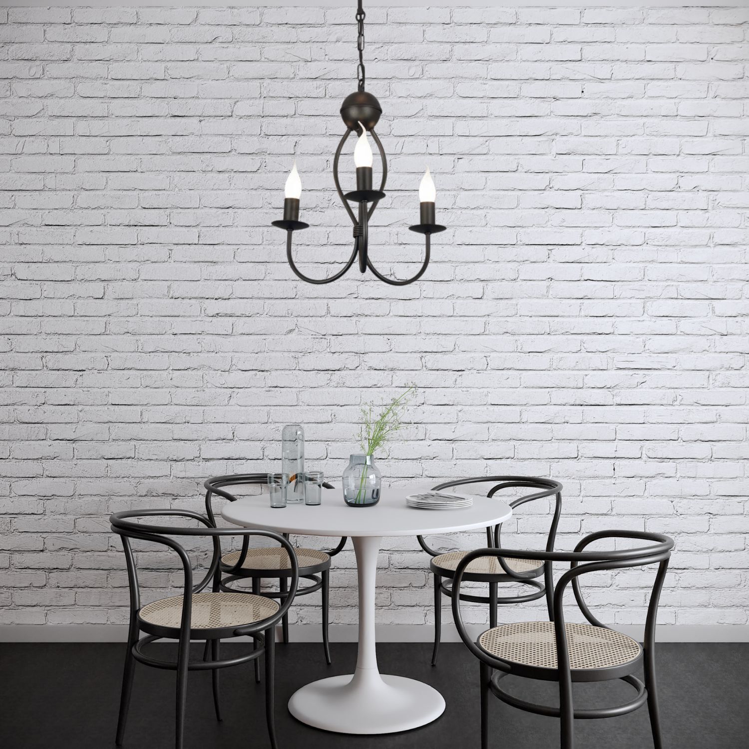 Lustre noir métal L:36 cm E14 Classique
