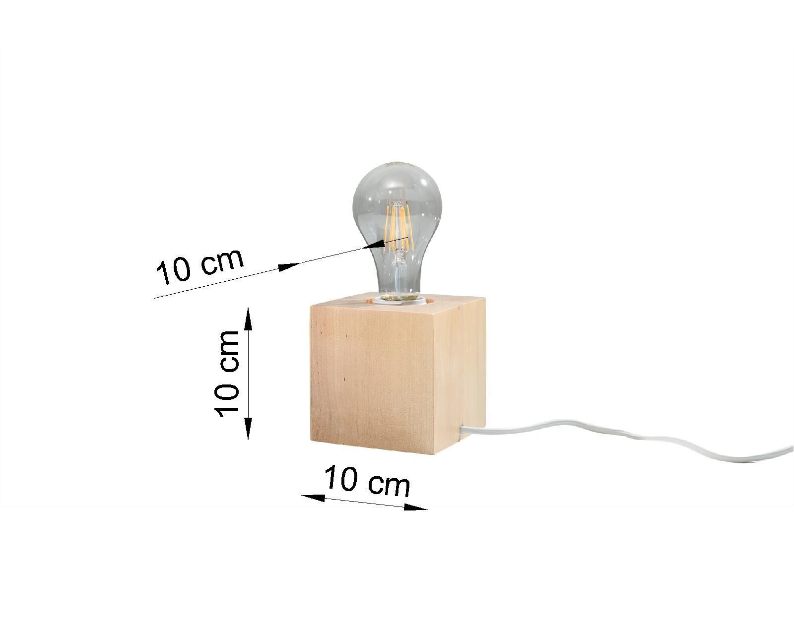 Lampe de table en bois carrée H:10cm petite moderne décorative pour