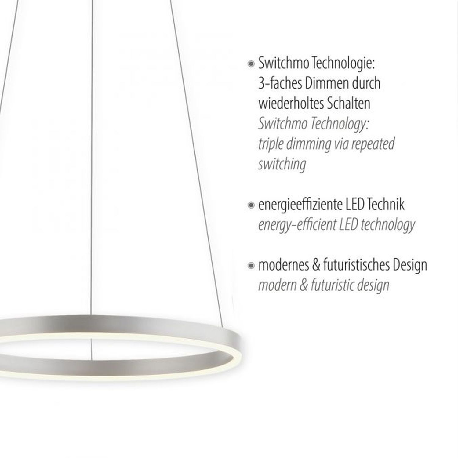 Lampe à suspension LED à intensité variable Aluminium Métal Ø39,3 cm 20 W
