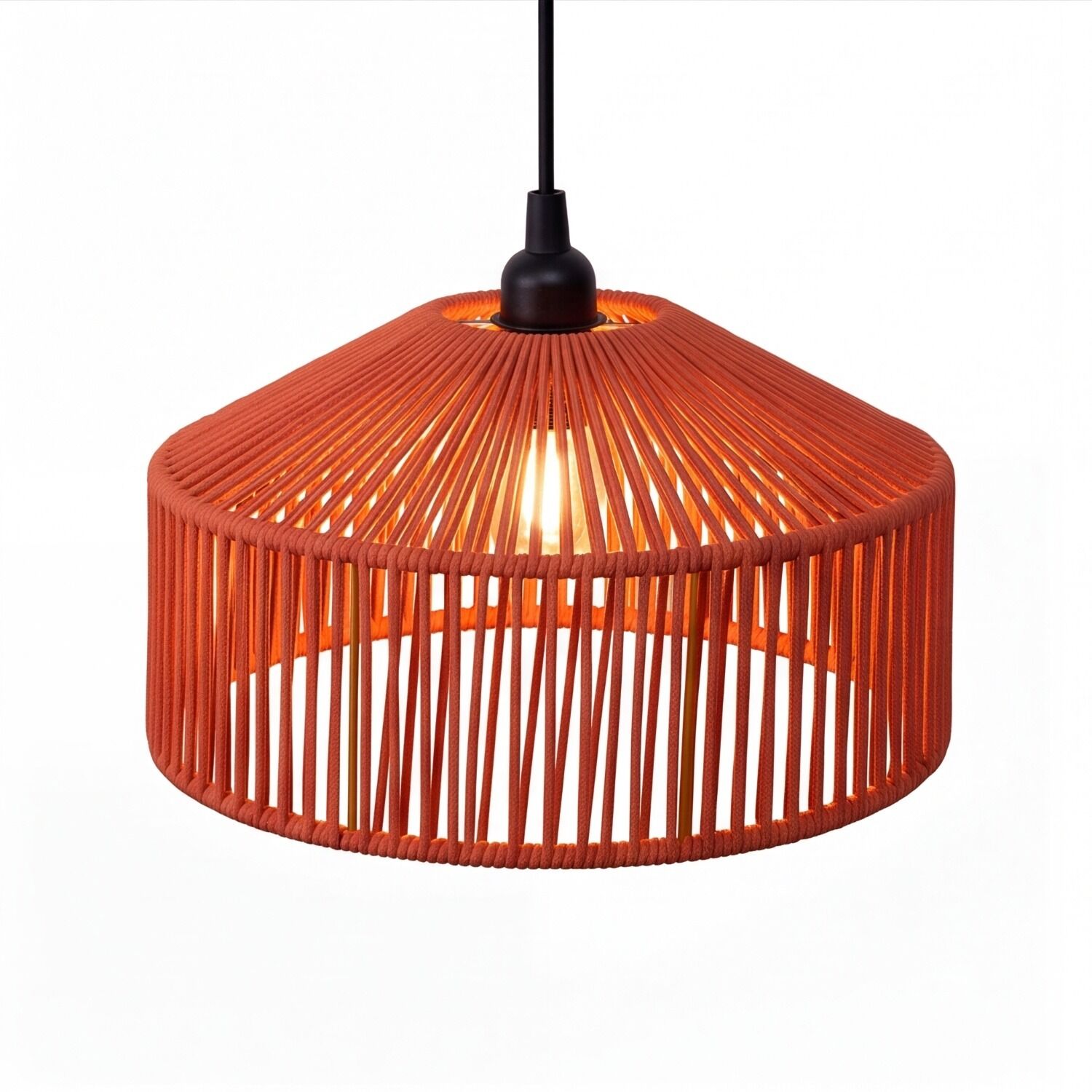 Hängelampe, Korblampe, Papier/Zellulose Rope, Orangene Farbe, Lichtquelle