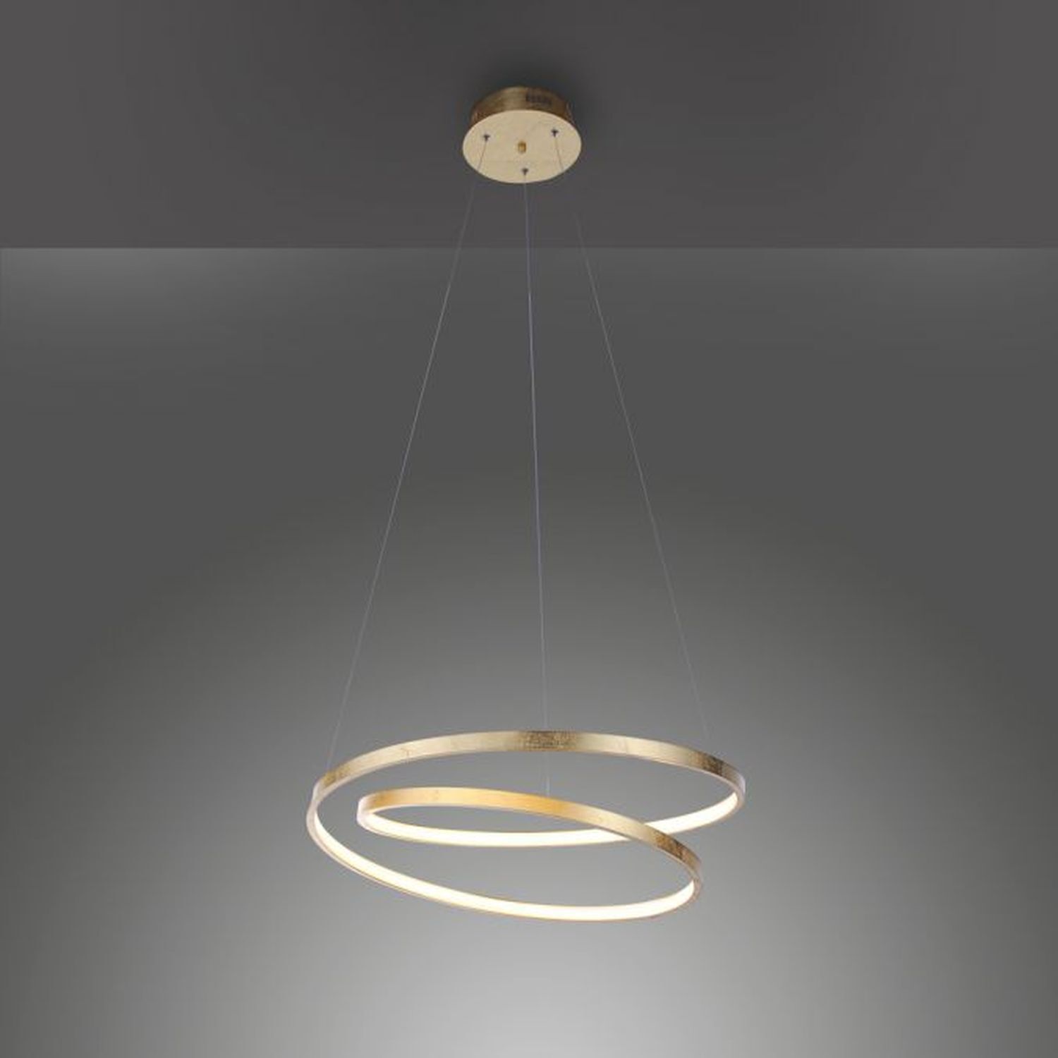 LED Pendelleuchte in Blattgold B:55 cm 4000 lm dimmbar Leuchter, Lampe, Deckenleuchte, Leuchte