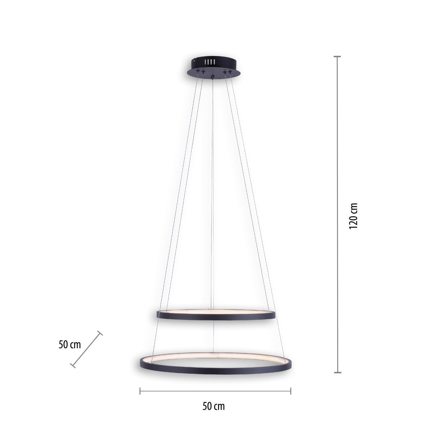 Suspension LED Anneaux Anthracite Métal Ø50 cm 3000 K