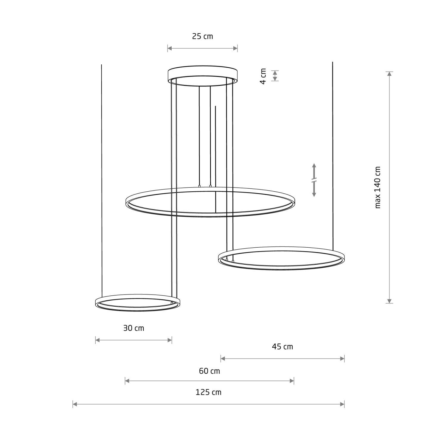 Suspension LED Noir 4000 K 1800 lm Métal Moderne