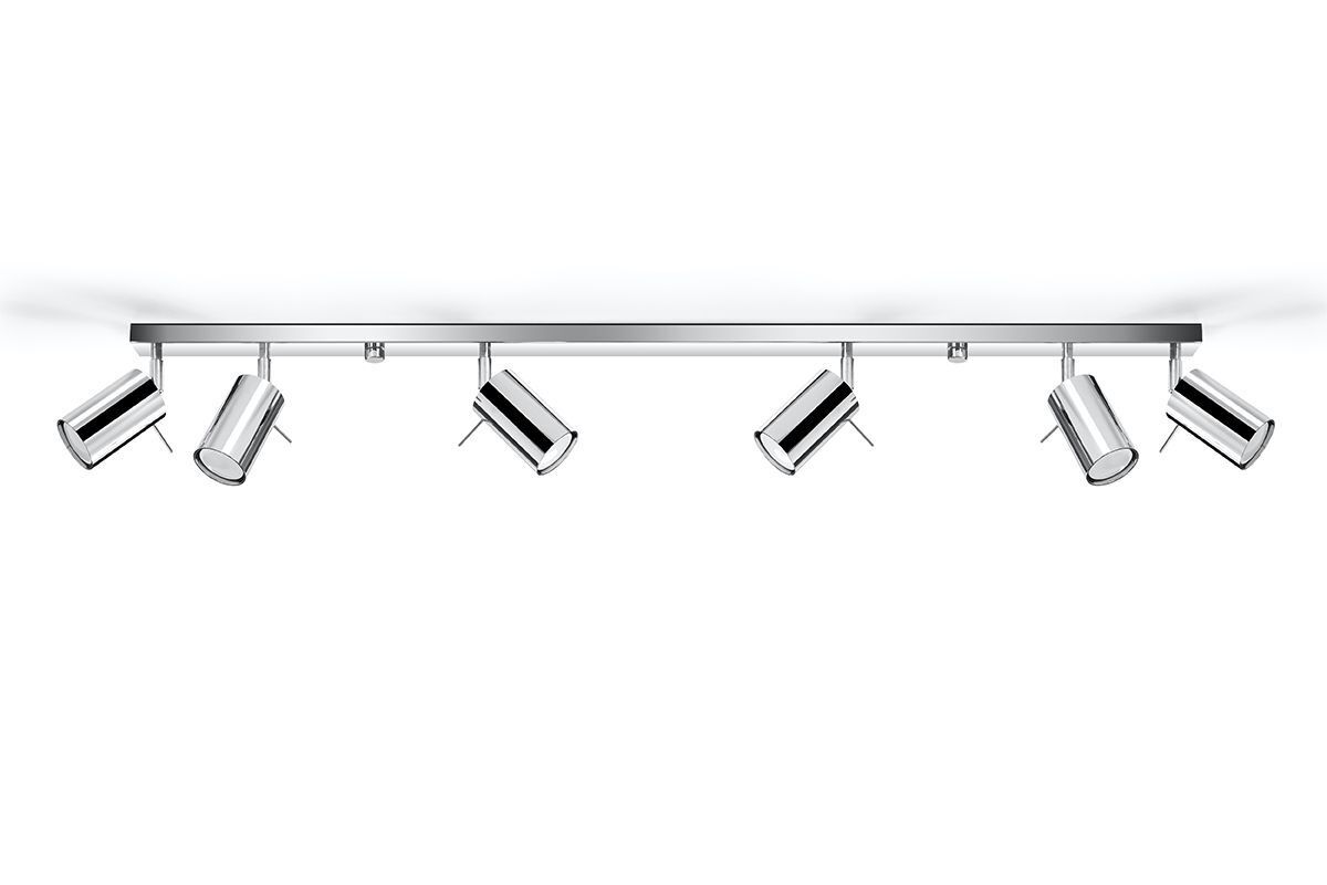 Spot de plafond 6 flammes GU10 118 cm chrome métal