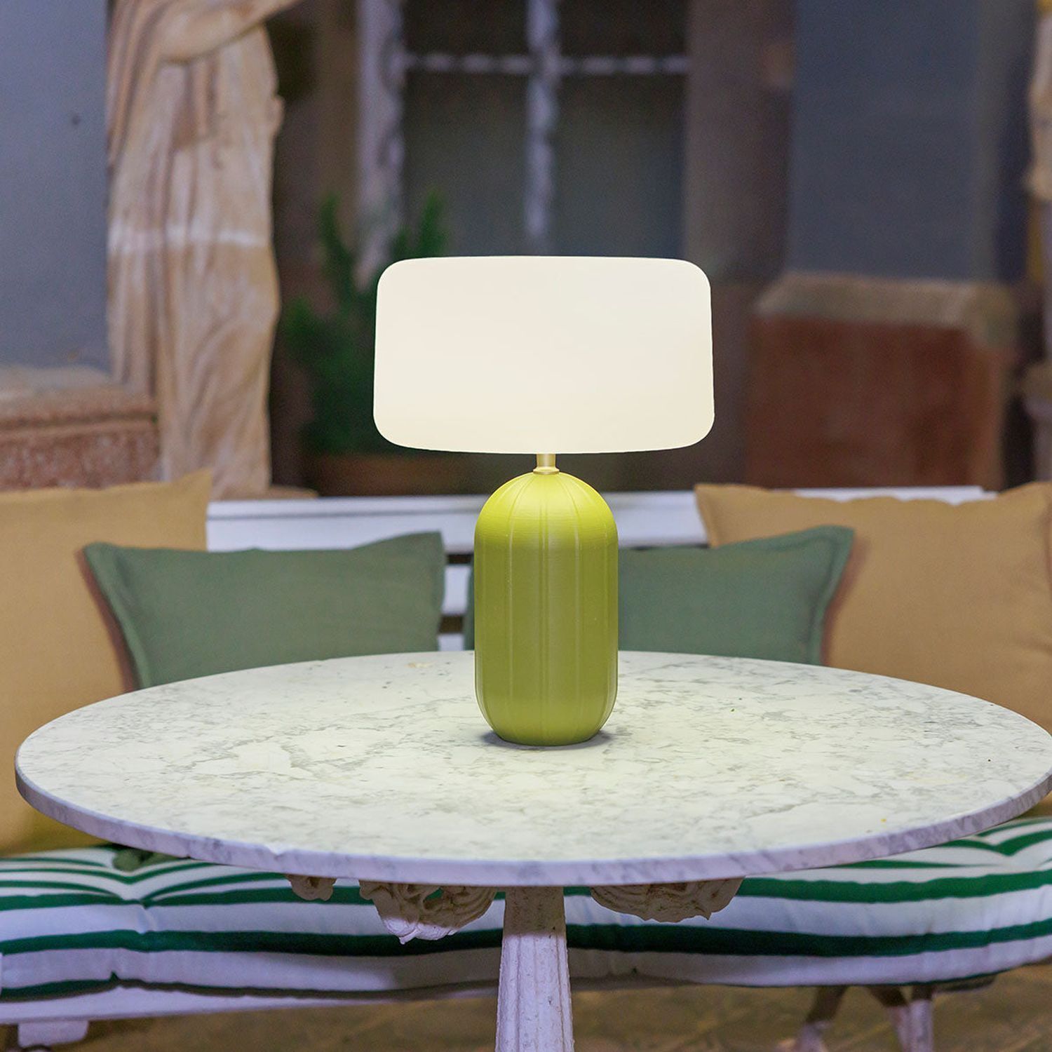 lampa, bordslampa, grön, glas, lampa