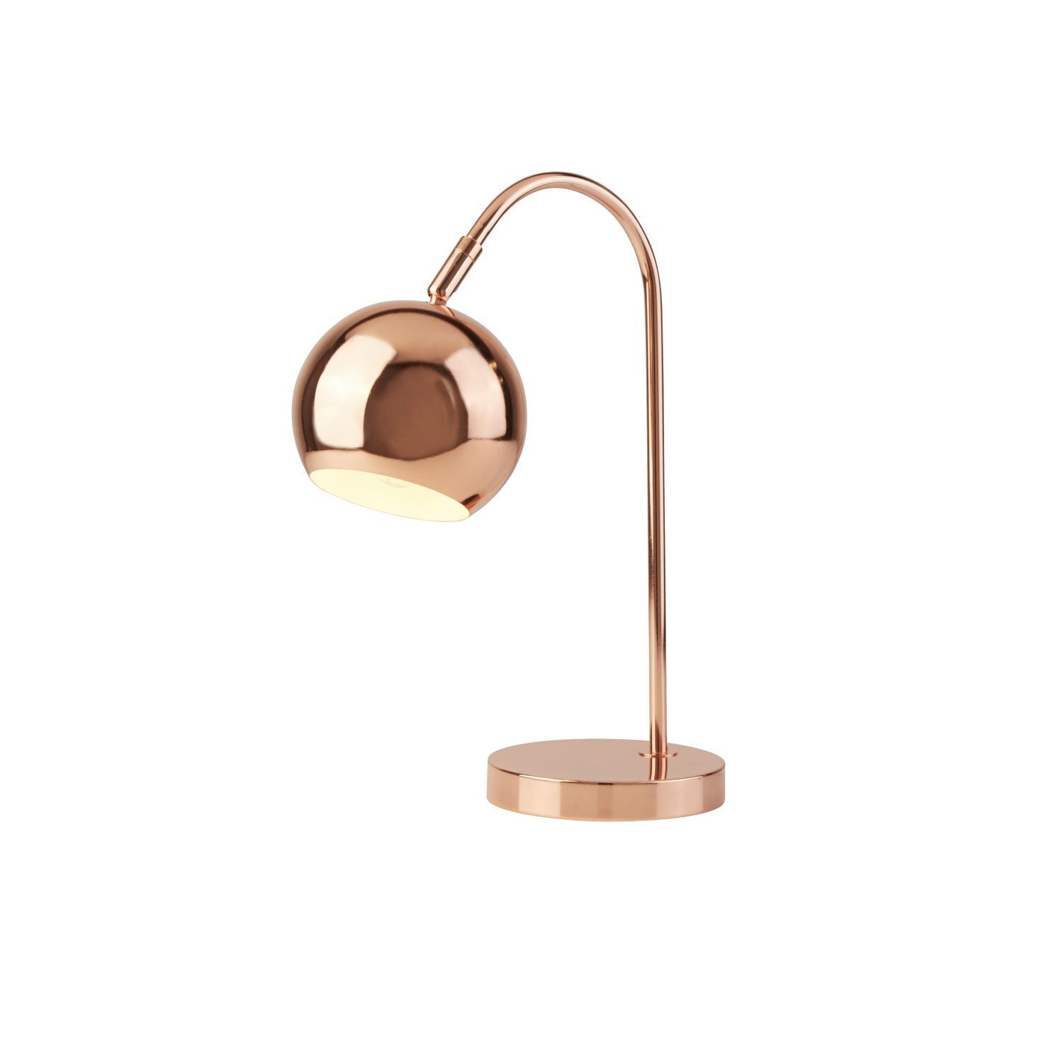 Lampe de bureau cuivre 40 cm E14 Abat-jour sphérique réglable