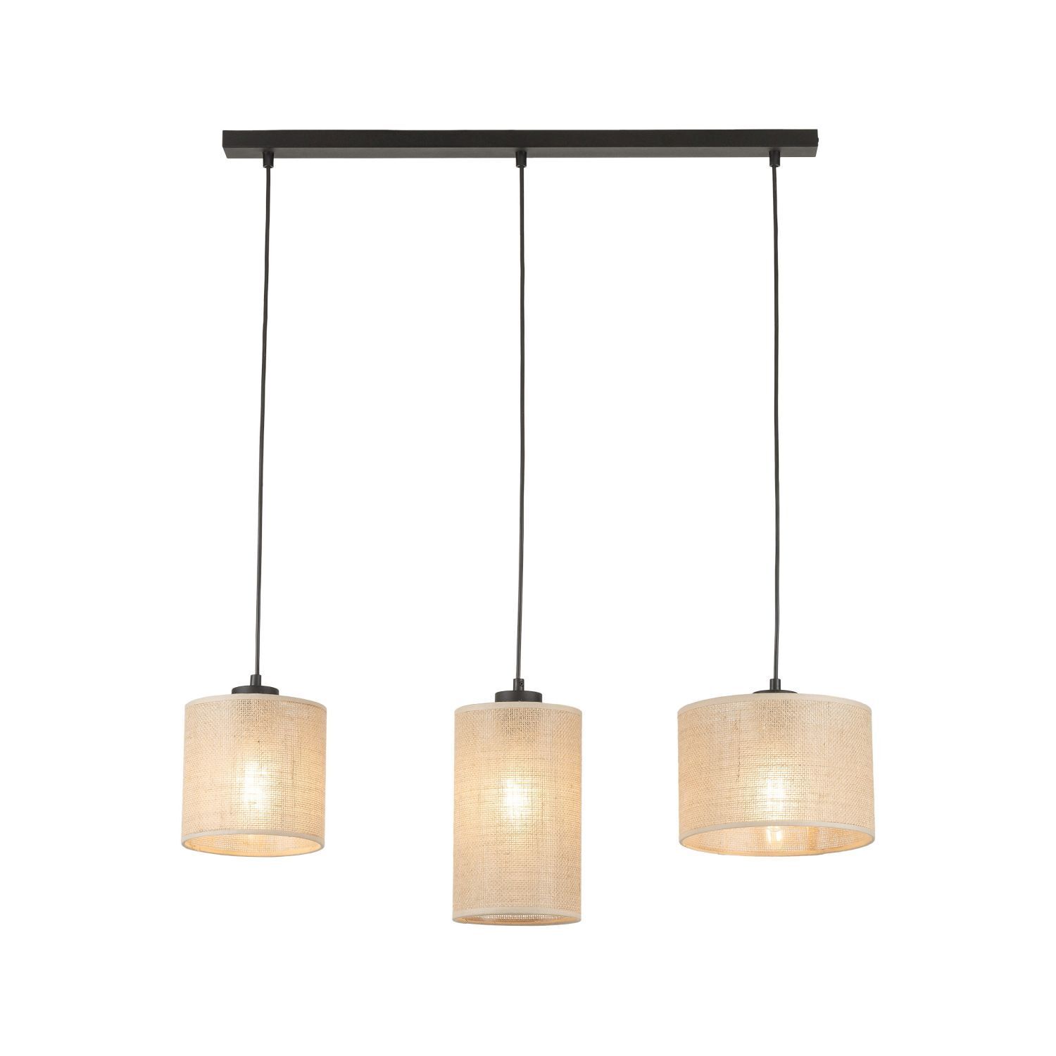 Suspension 3 flammes tissu métal L : 79 cm E27 Boho Lampe, Kronleuchter