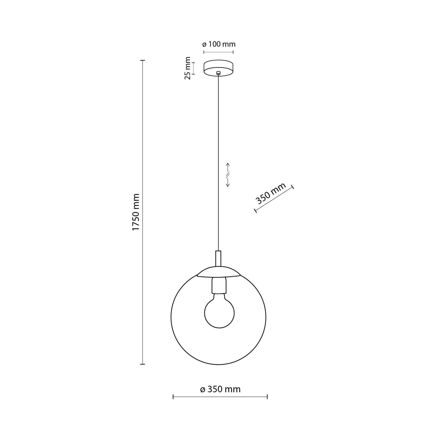 Lampe à suspendre en verre ronde Ø 35 cm H : max. 175 cm E27 Boule Abat-jour