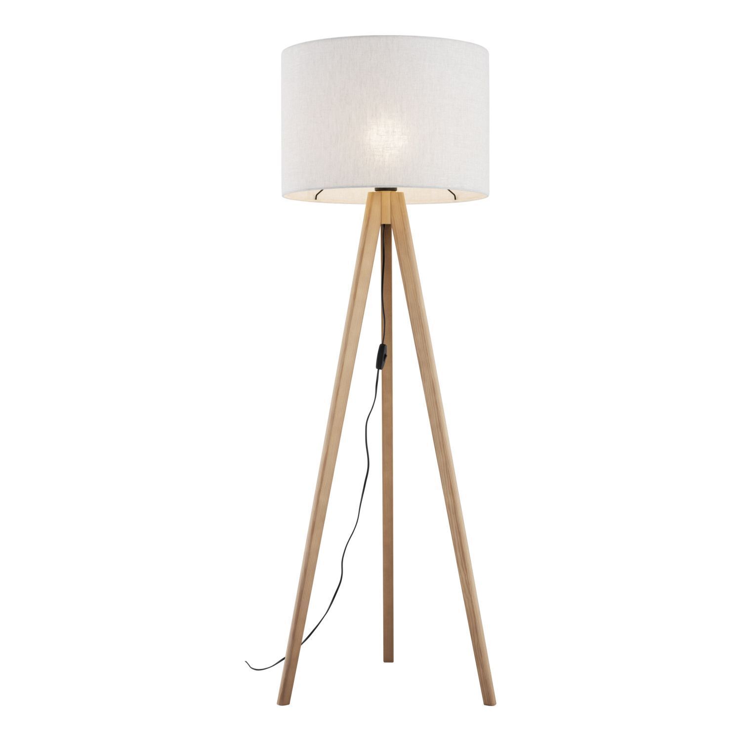 Lampadaire Trépied Bois Tissu 145 cm petit salon E27