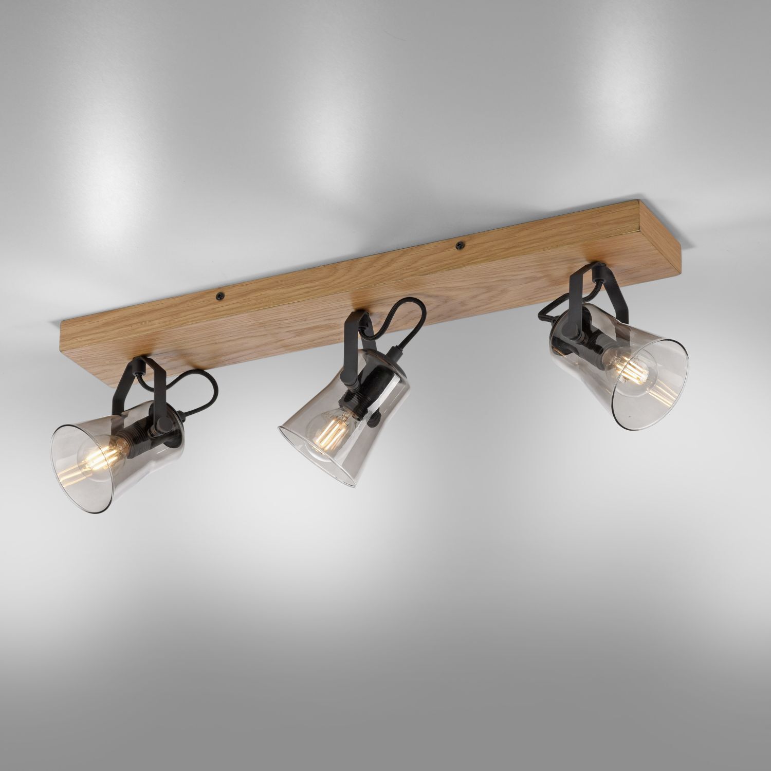 Verstellbarer Deckenspot Glas Eiche E14 65 cm blendarm Beleuchtung, Leuchte