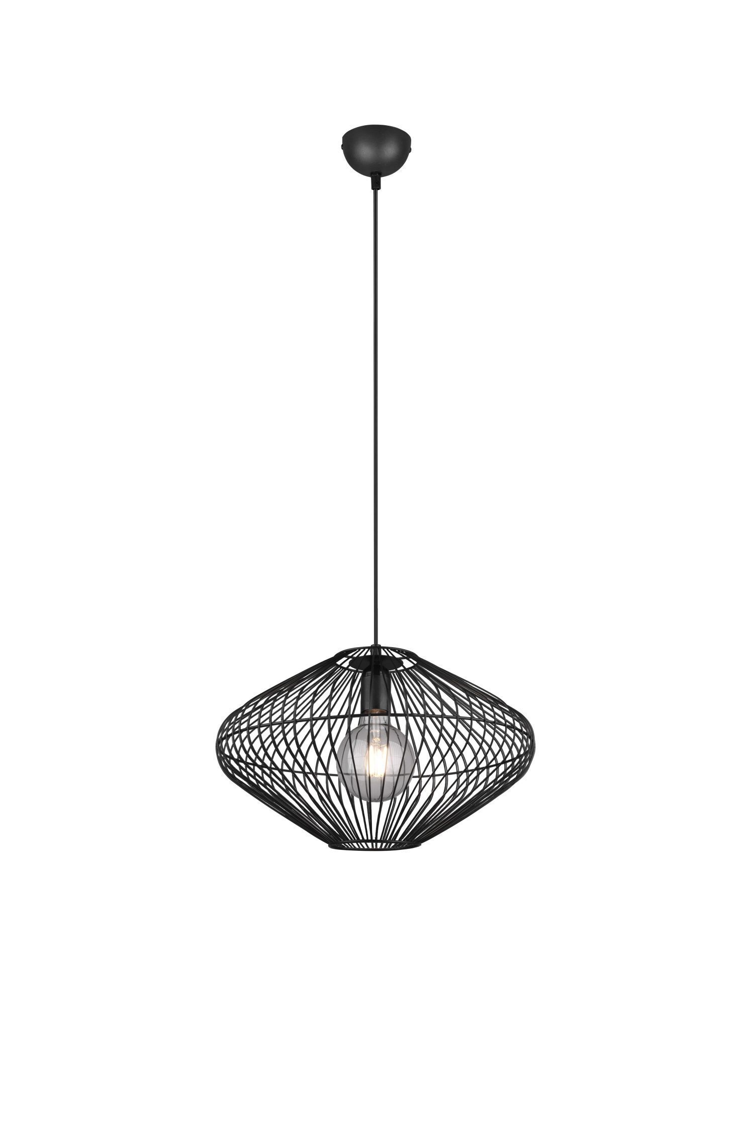 Lampe à suspendre noire Abat-jour filaire Métal E27 Ø38 cm Rétro