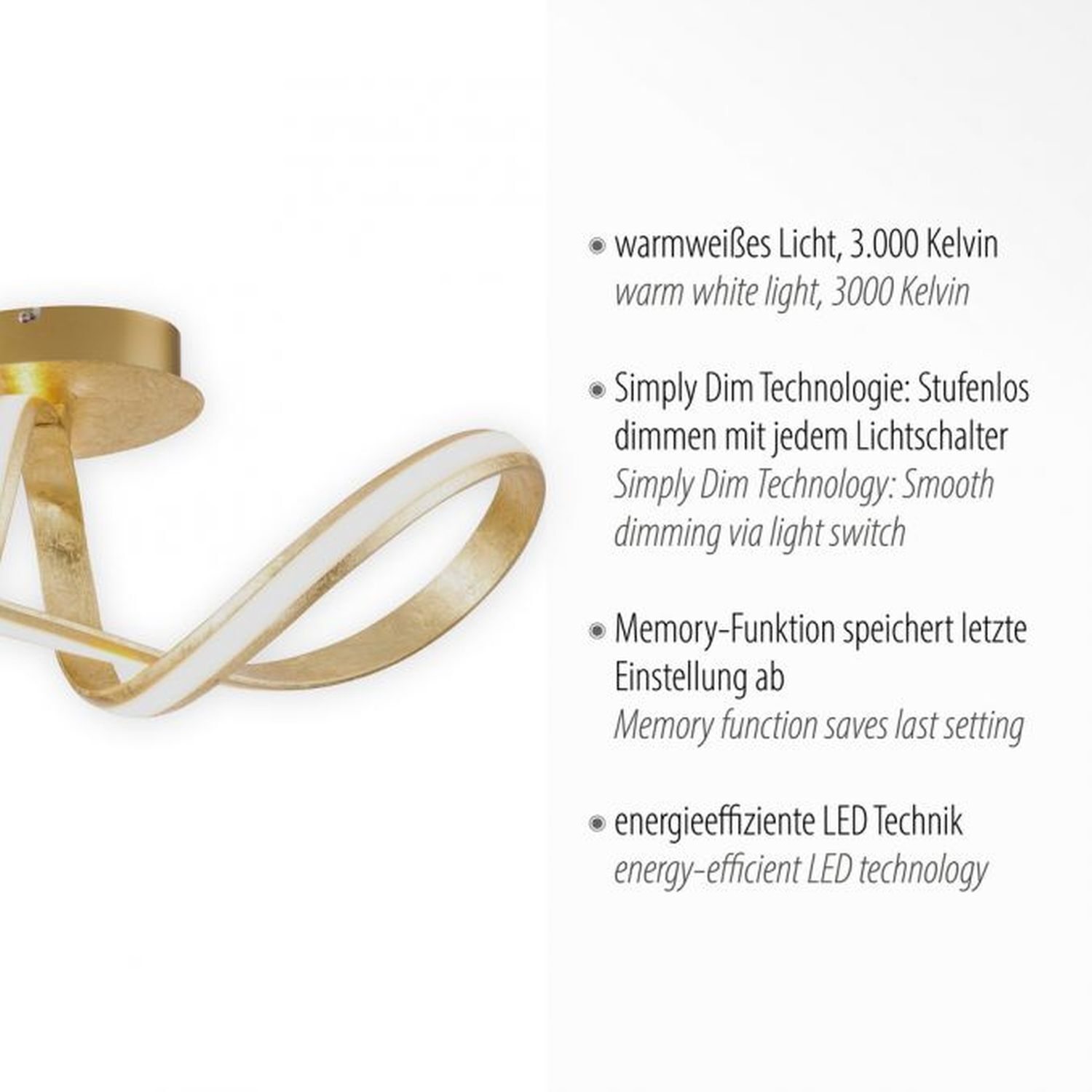 LED Deckenleuchte dimmbar Metall in Gold 2050 lm Modern