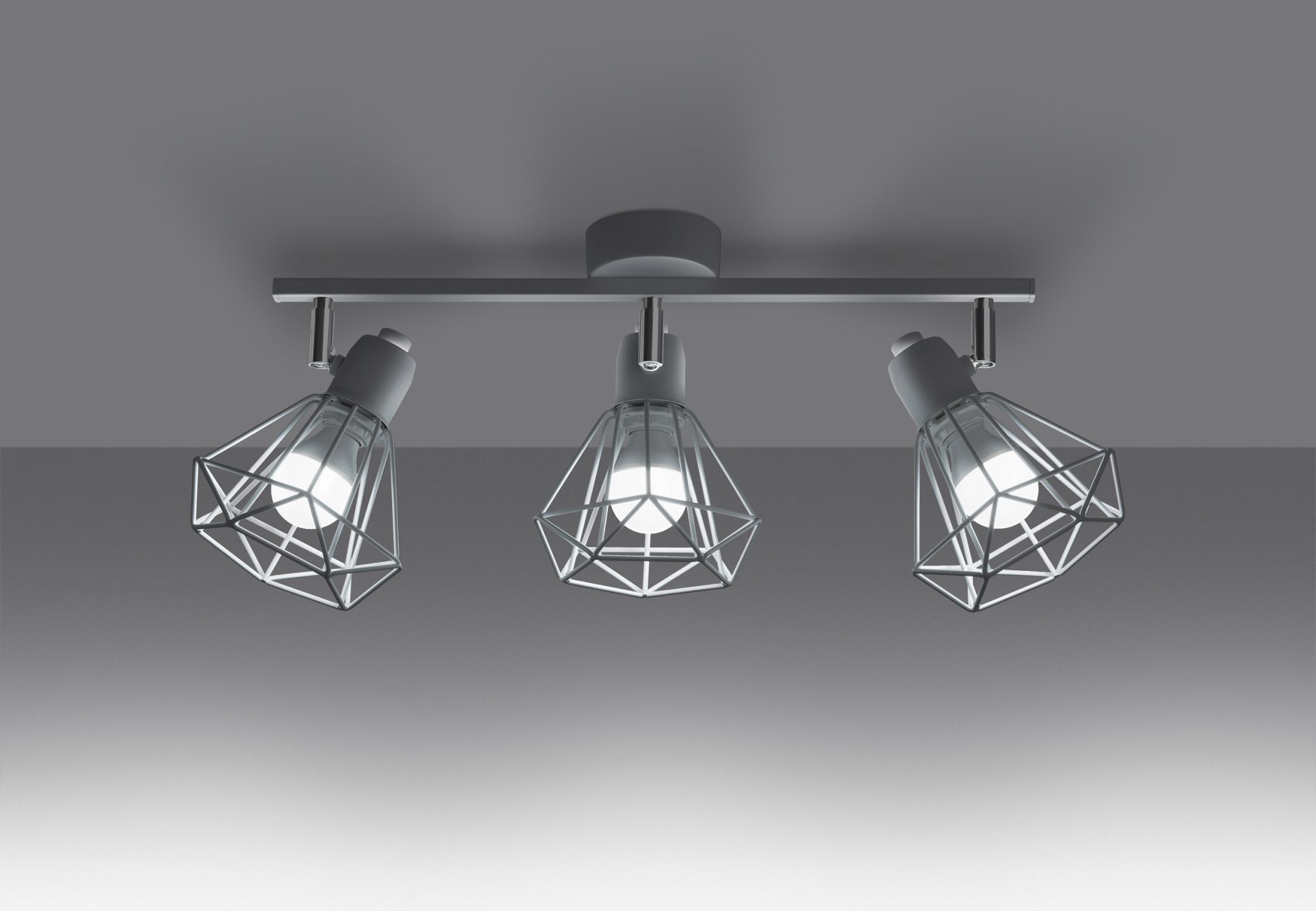 Spot de plafond 3 flammes E27 blanc 52 cm rétro orientable