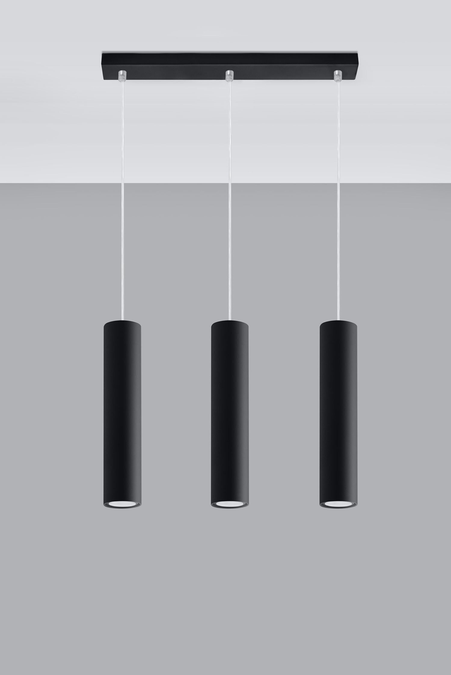 Suspension métal 3 flammes GU10 L : 45 cm Noir