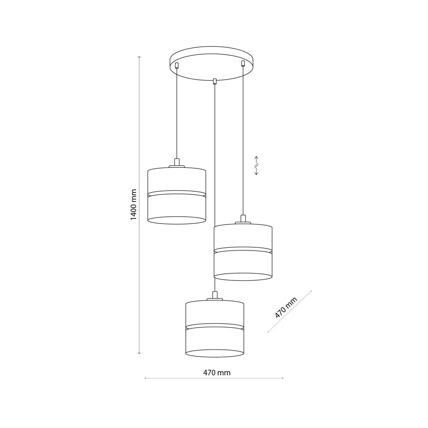 Suspension 3 flammes tissu jute Boho E27 Moderne