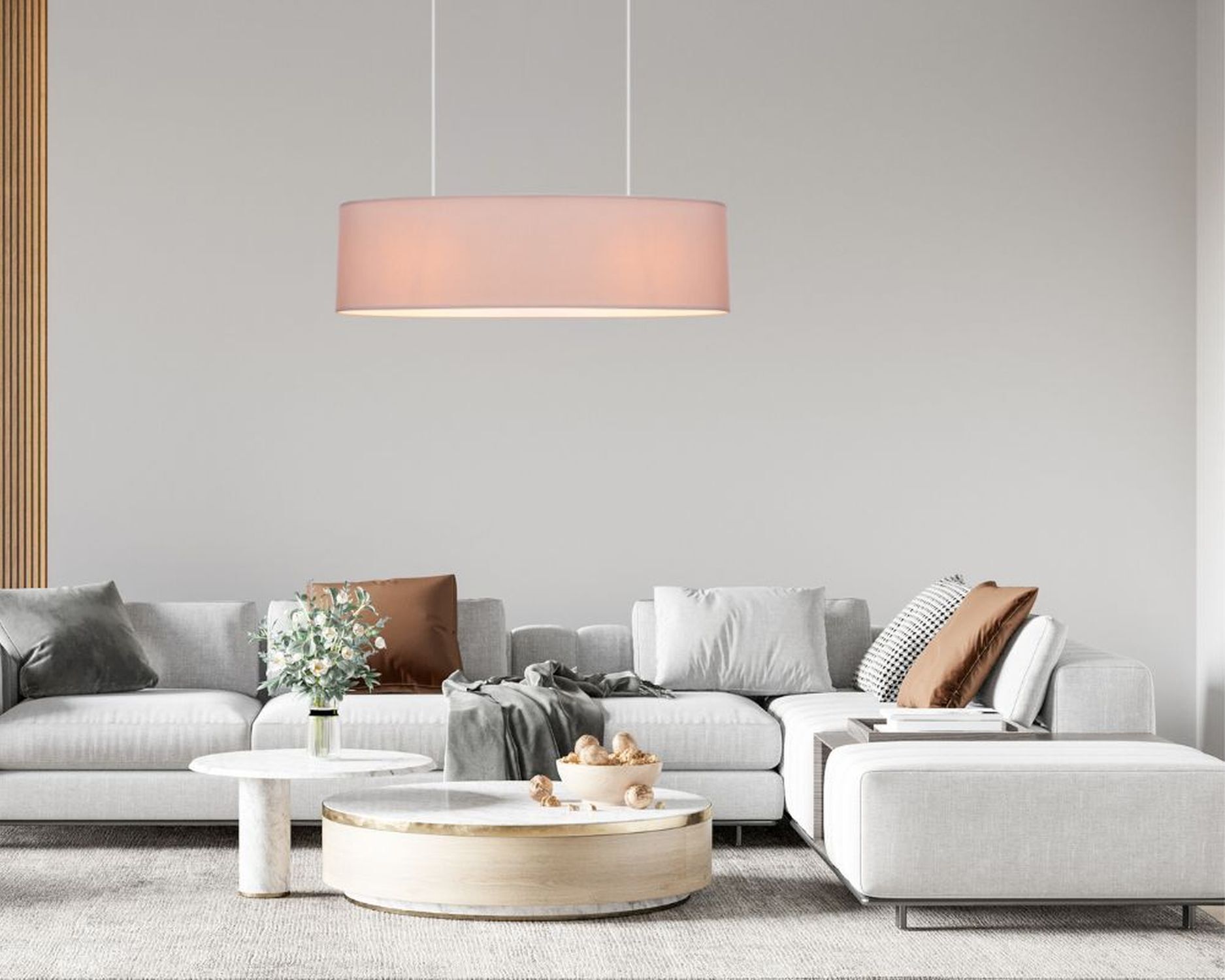 Suspension cosy tissu brun 2 flammes E27 70 cm