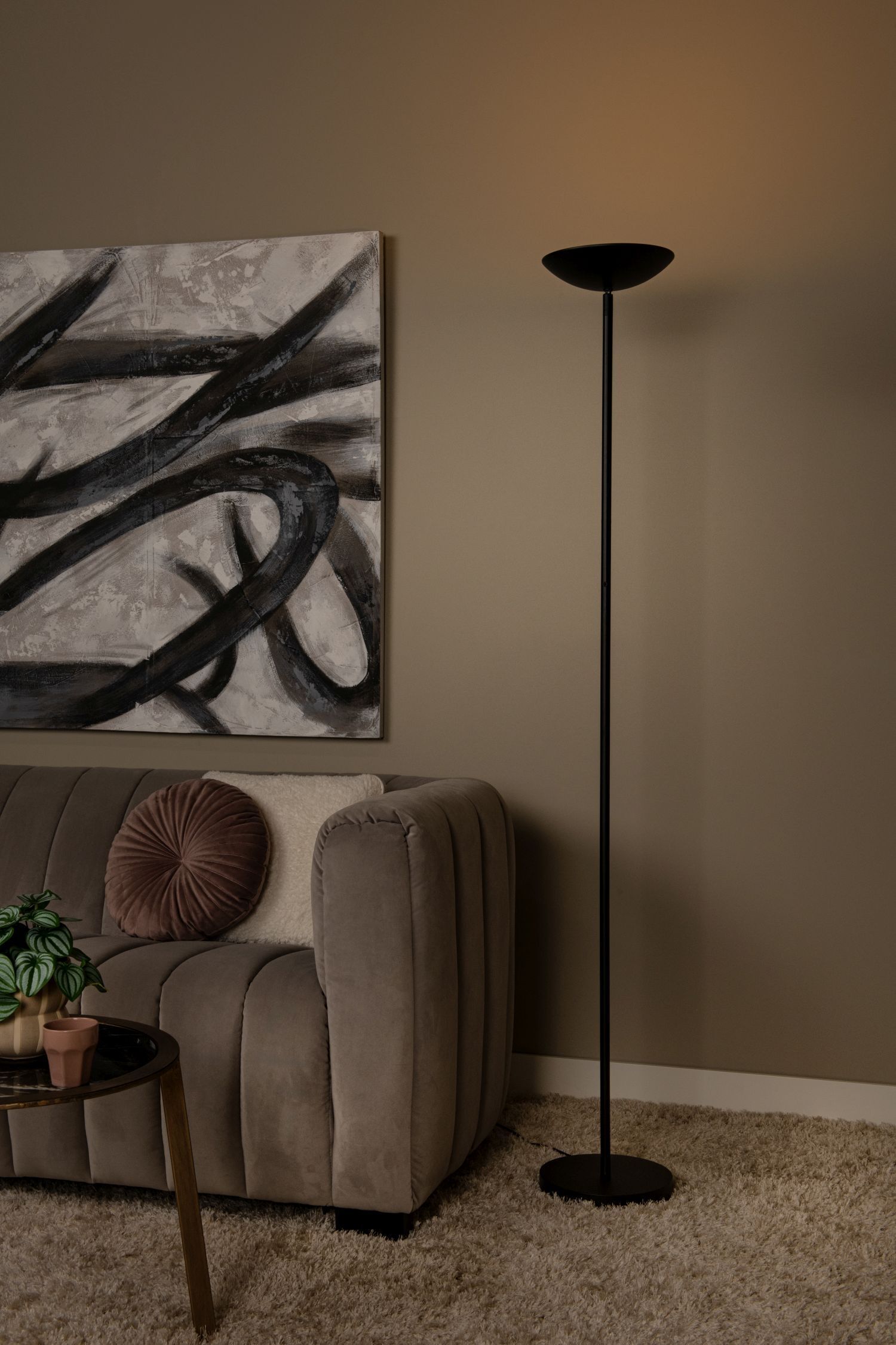 LED Deckenfluter Schwarz 3000 K H:180 cm modern Lampe, Stehlampe, Kunst, Malerei, Couch