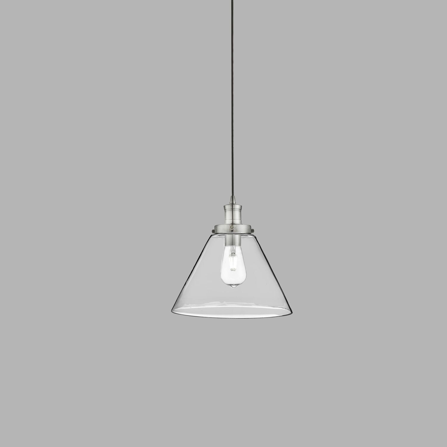 Suspension verre vintage Ø 29 cm en argent clair