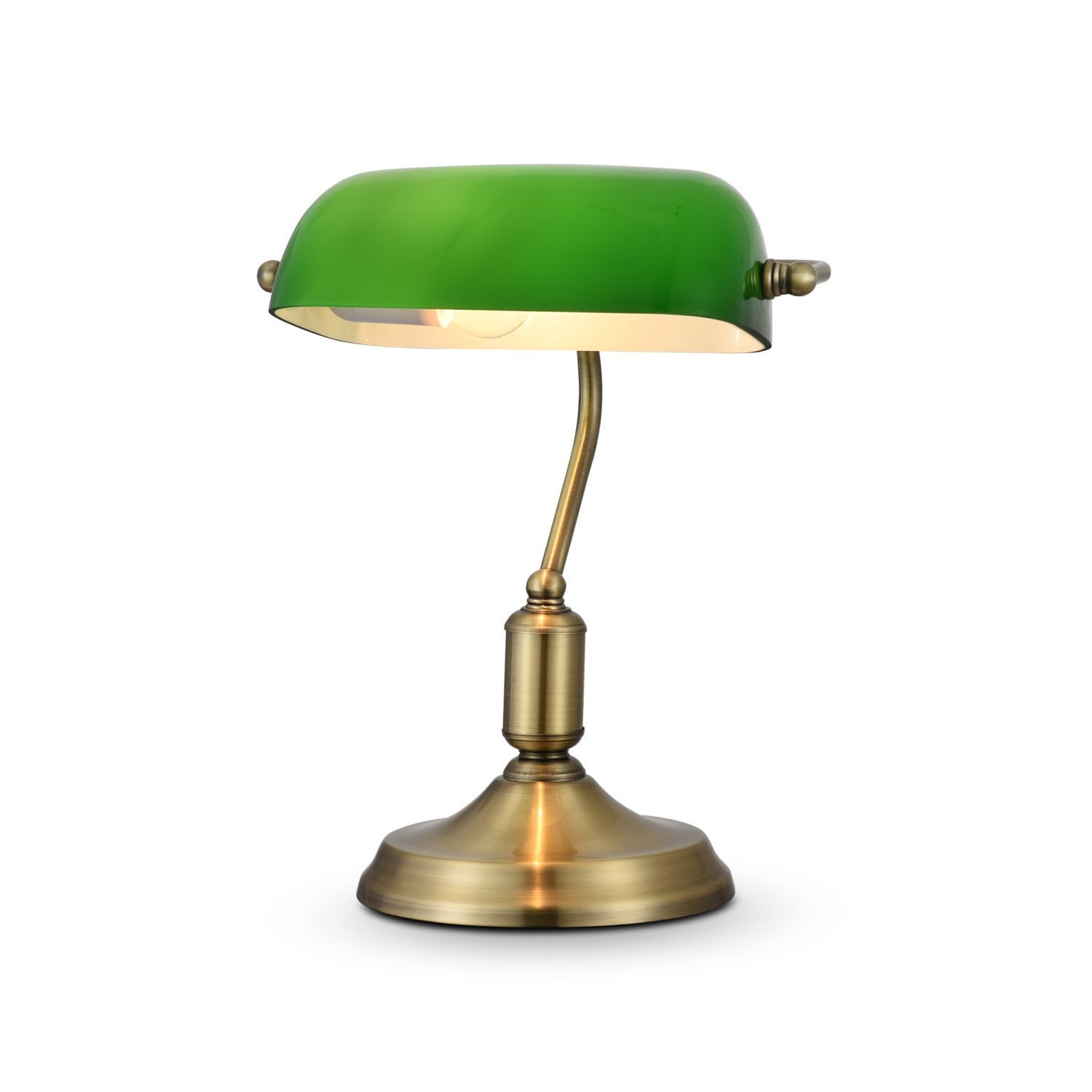 Lampe de banquier métal verre E27 36 cm en laiton vert MARC