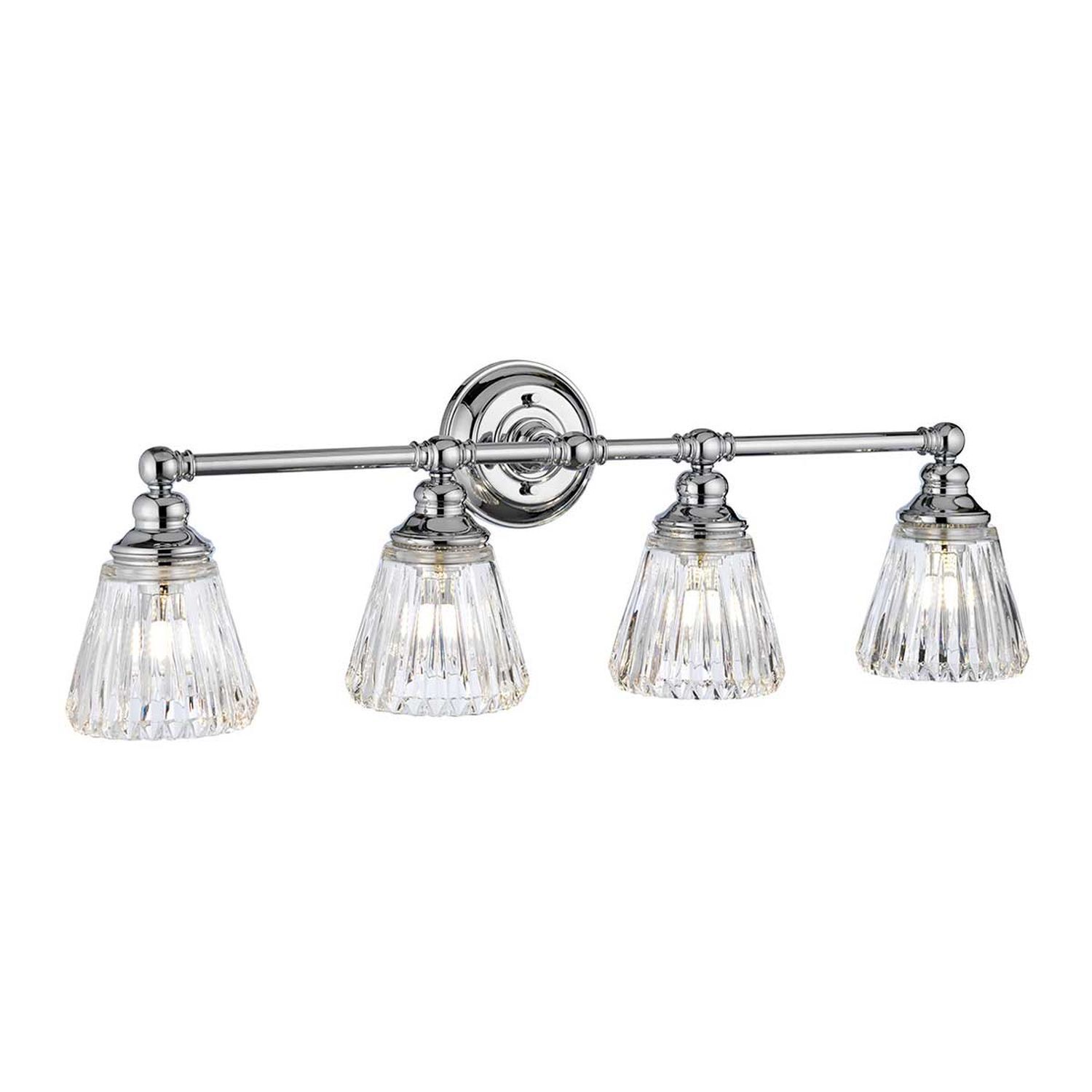 Applique salle de bain métal verre 78,4 cm de large IP44 4x LED G9