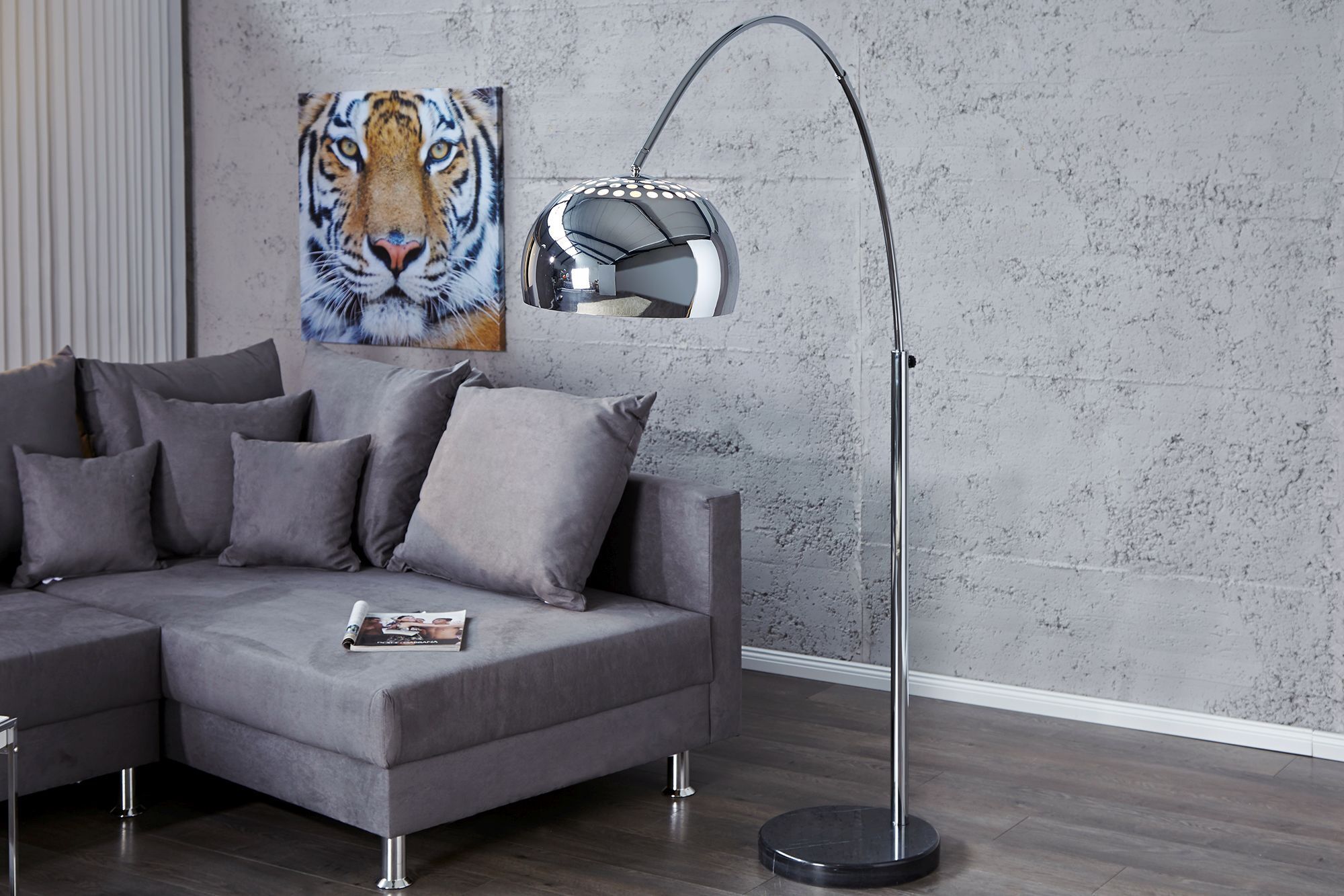 Elégante lampe sur pied Retro 170cm chromée réglable