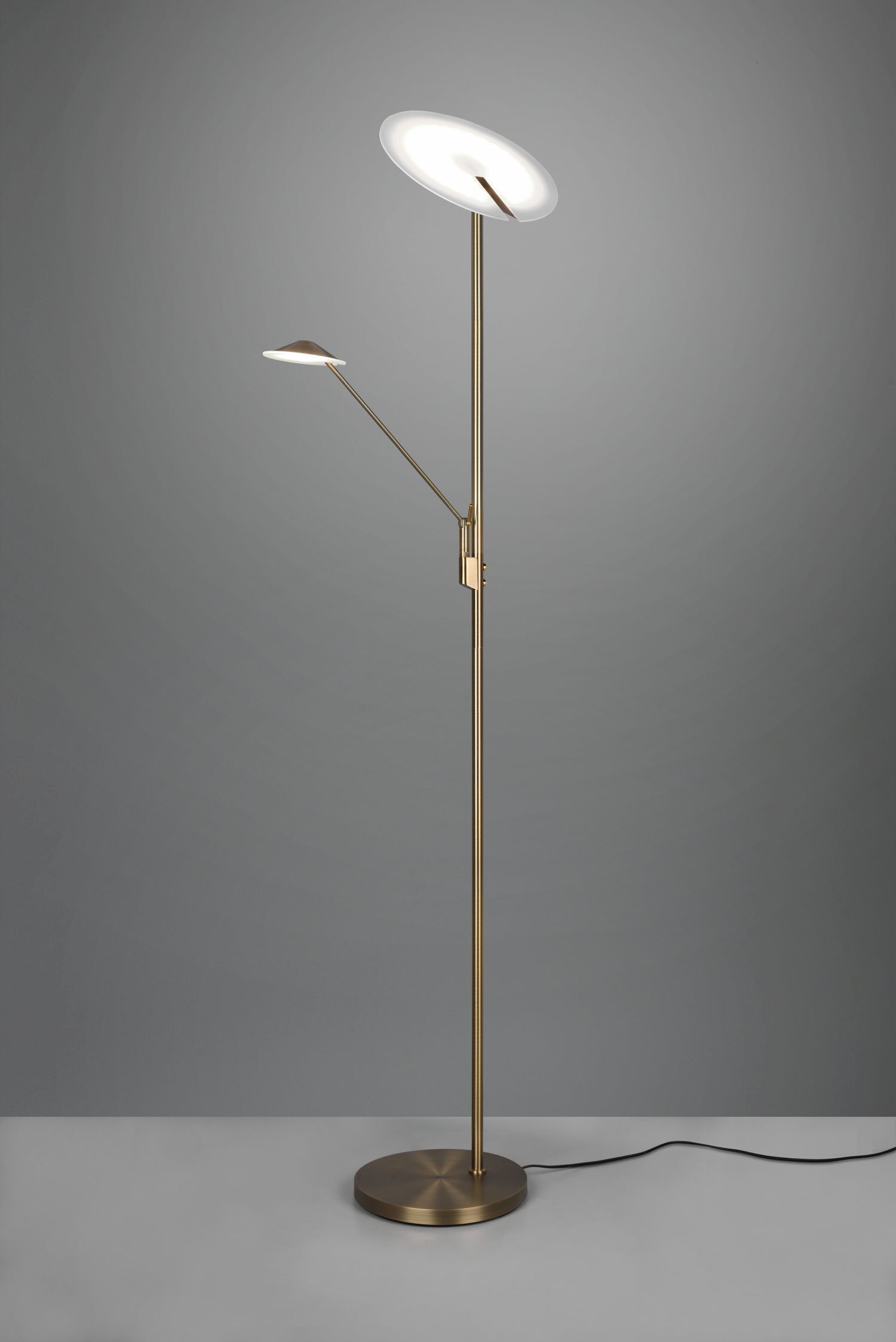 Lampadaire LED à intensité variable flexible 180 cm en laiton antique