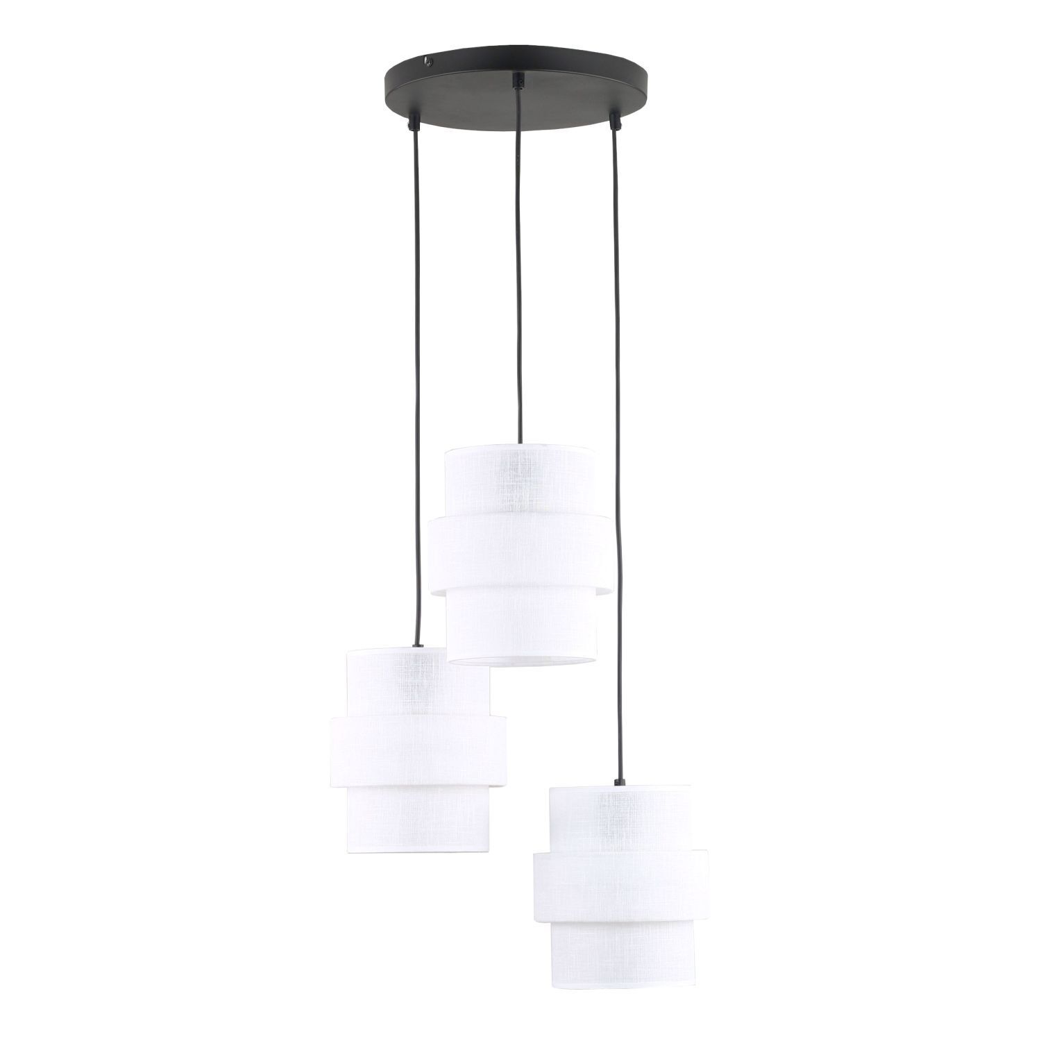 Lampe à suspendre tissu blanc noir réglable E27 3-flamme