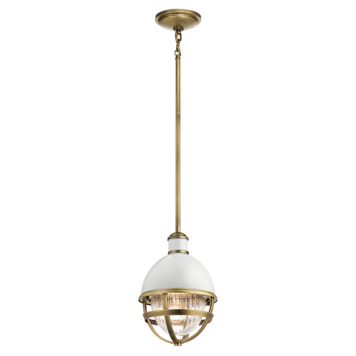 Suspension verre métal E27 Ø 20,4 cm en laiton blanc