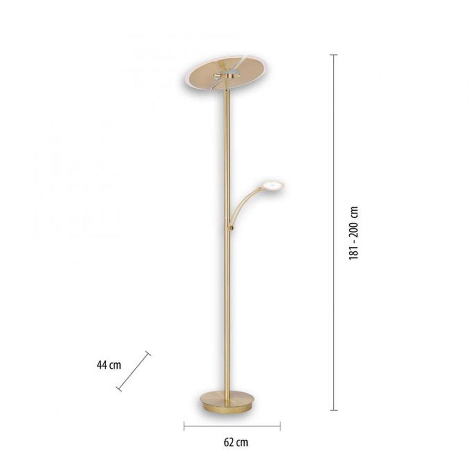 Lampadaire LED lampe de lecture en laiton verre 200 cm dimmable Lampe, Mobiliar