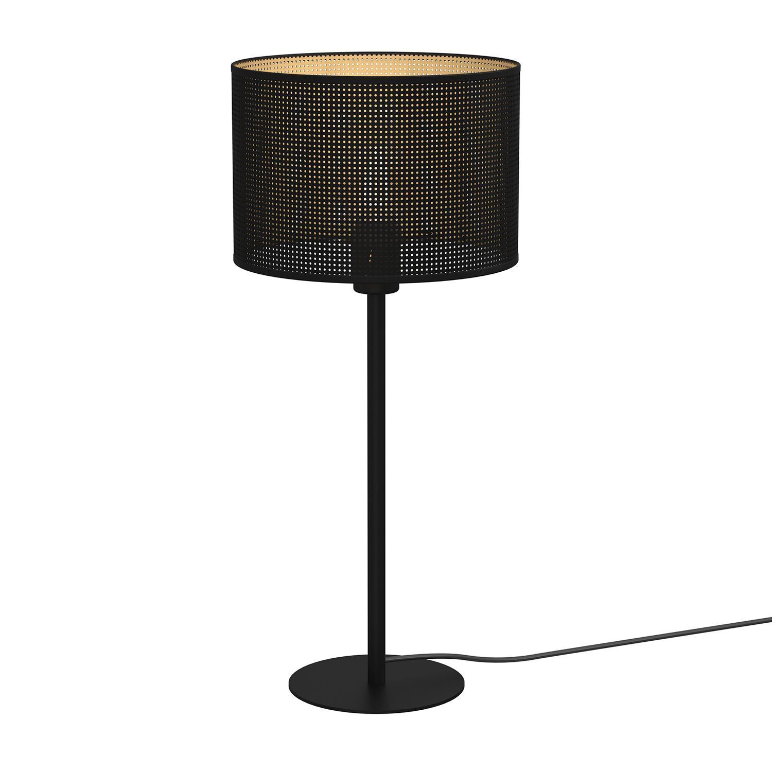 Lampe de table ronde en noir et or E27 56 cm grand métal