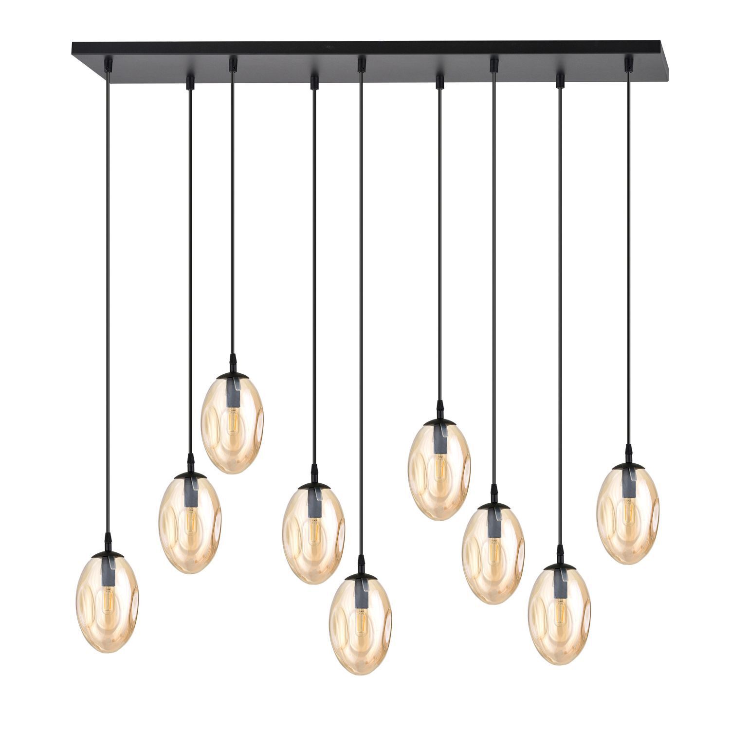 Lampe à suspendre grand verre 9 flammes en ambre noir E14