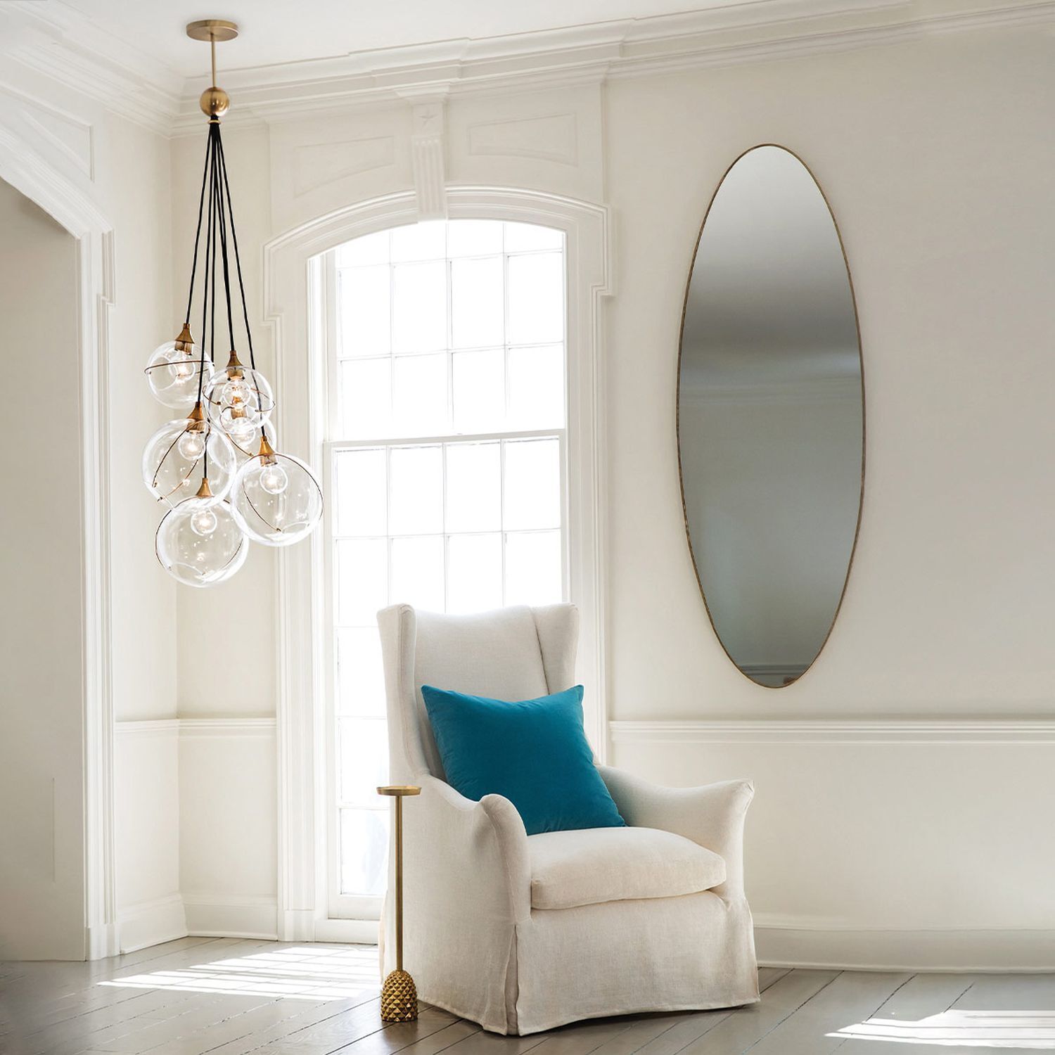 Suspension verre métal E27 L : 58,9 cm Abat-jour sphérique Moebel, Stuhl, Kronleuchter, Lampe