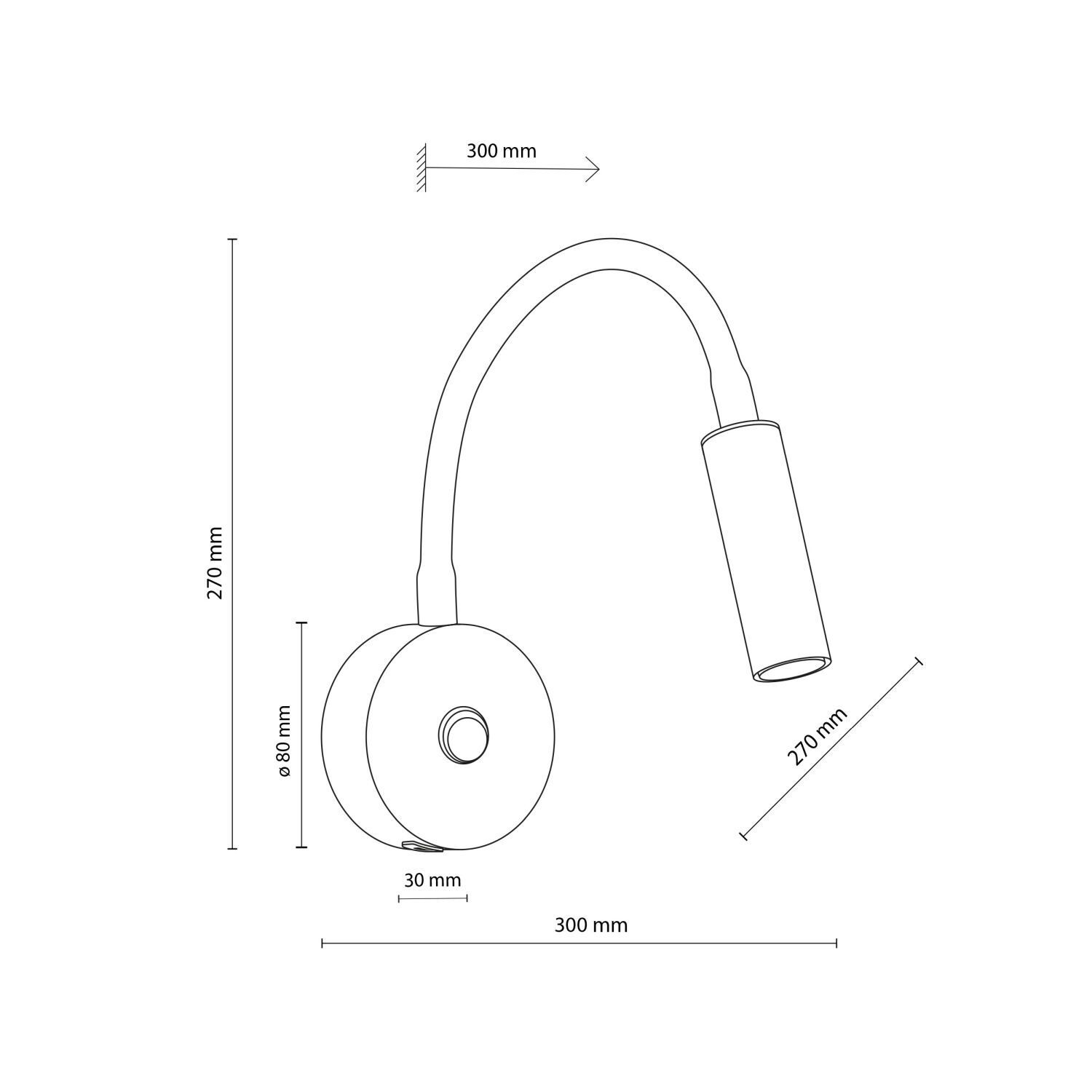 Applique murale avec fonction de recharge USB Col de cygne Interrupteur LAGOS