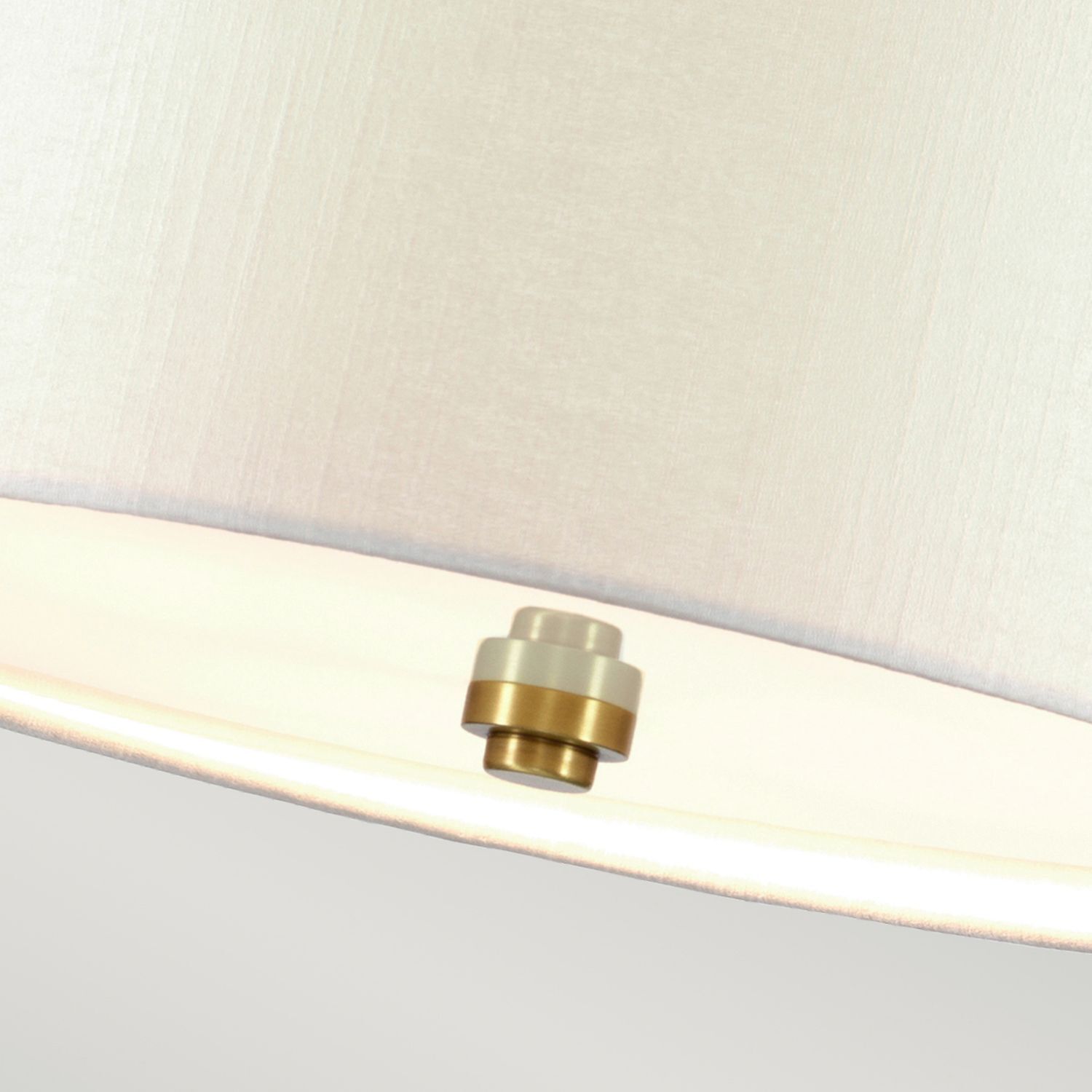 Lampe à suspendre ronde Ø46cm Abat-jour tissu Crème laiton antique