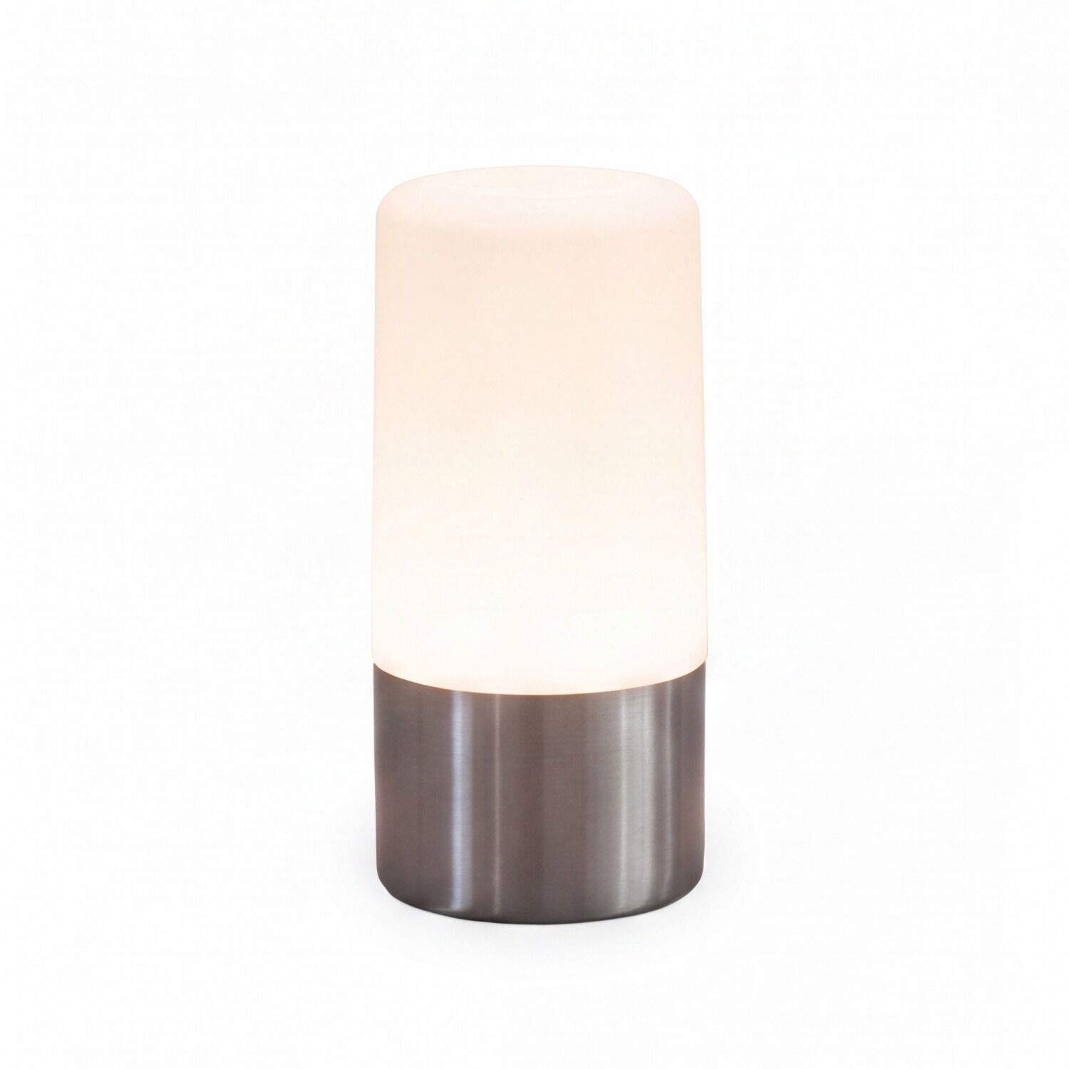 Nachttischlampe, Tischleuchte, Metallbasis, weiße Abdeckung, minimaler Stil