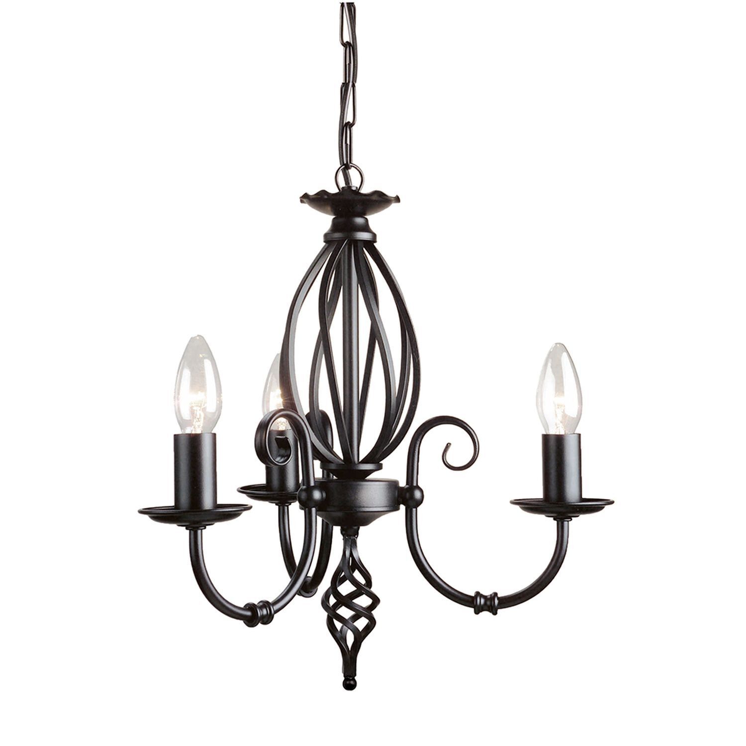 Lustre noir rustique métal 3 flammes