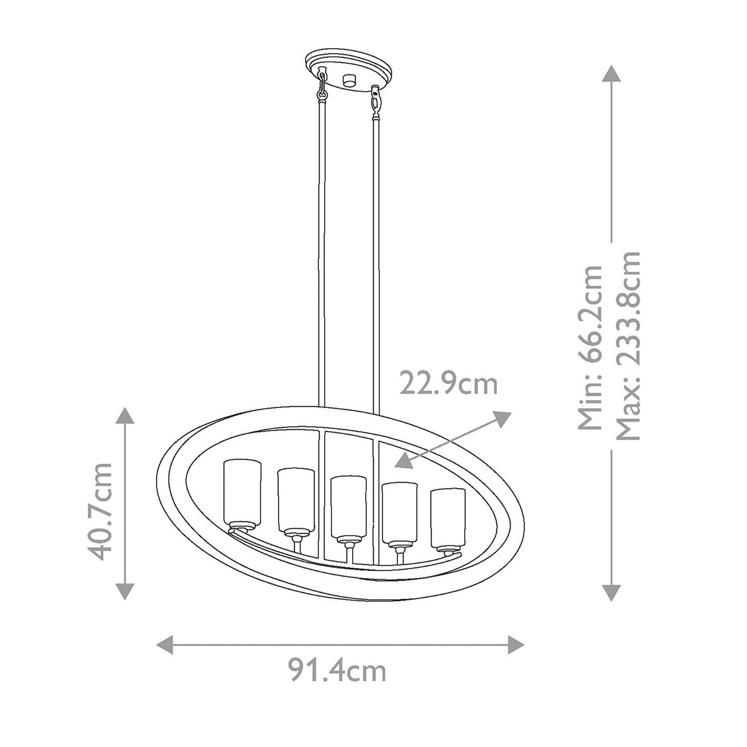 Lampe à suspendre métal verre pluie 5x E14 L : 91,4 cm Vintage
