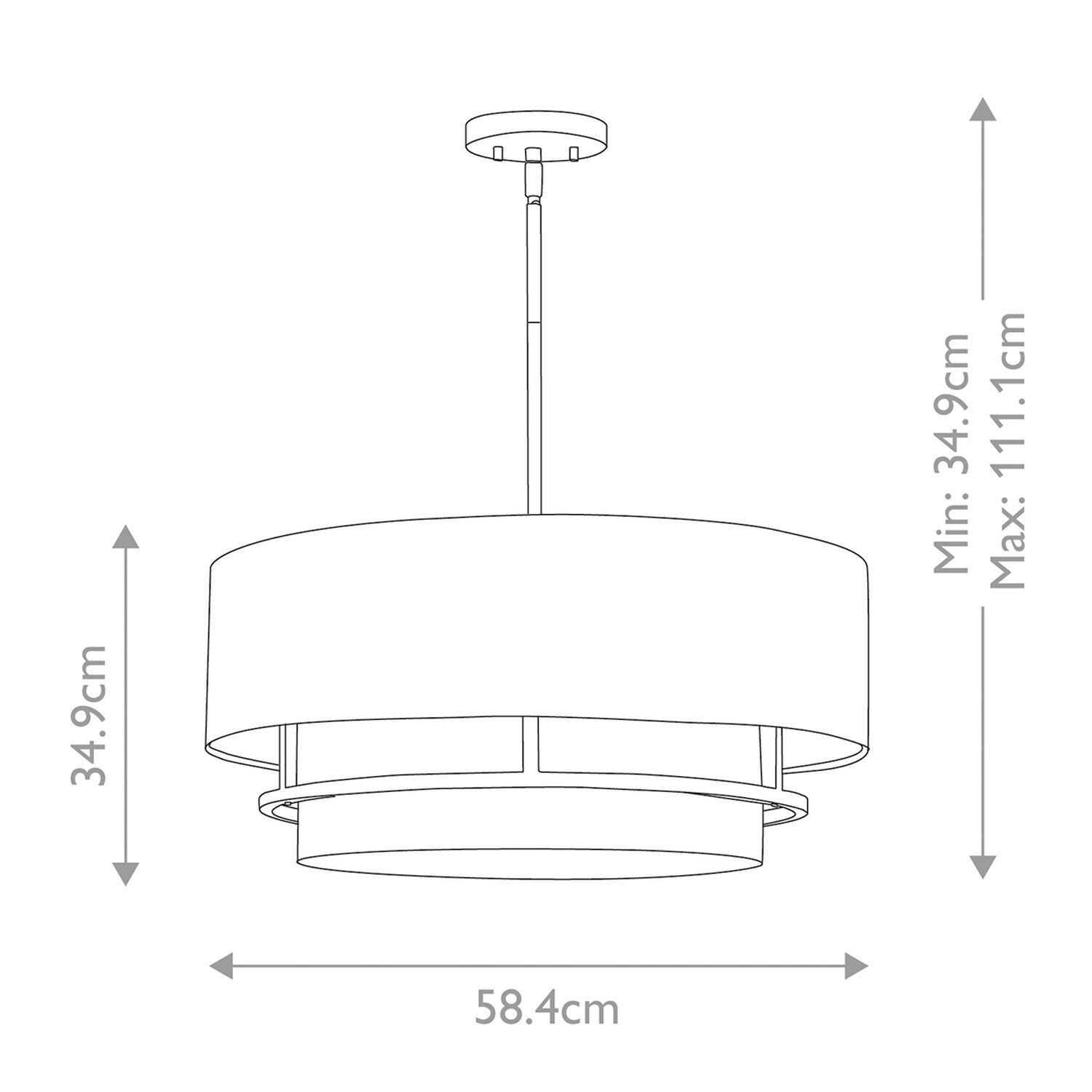 Plafonnier Blanc Noir Ø 58,4 cm Tissu Métal 4x E14