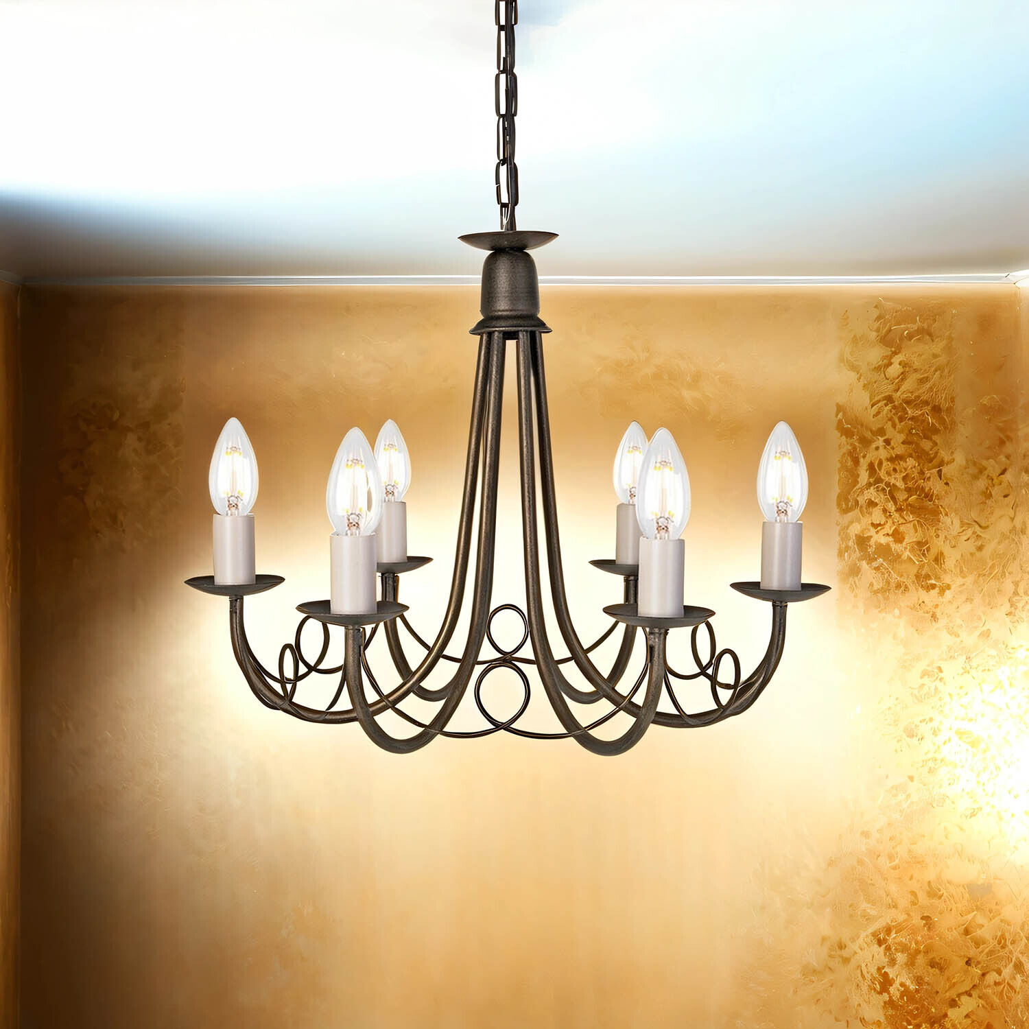 Lustre GOTICA 5 en or 6xE14 raccourcissable Lampe