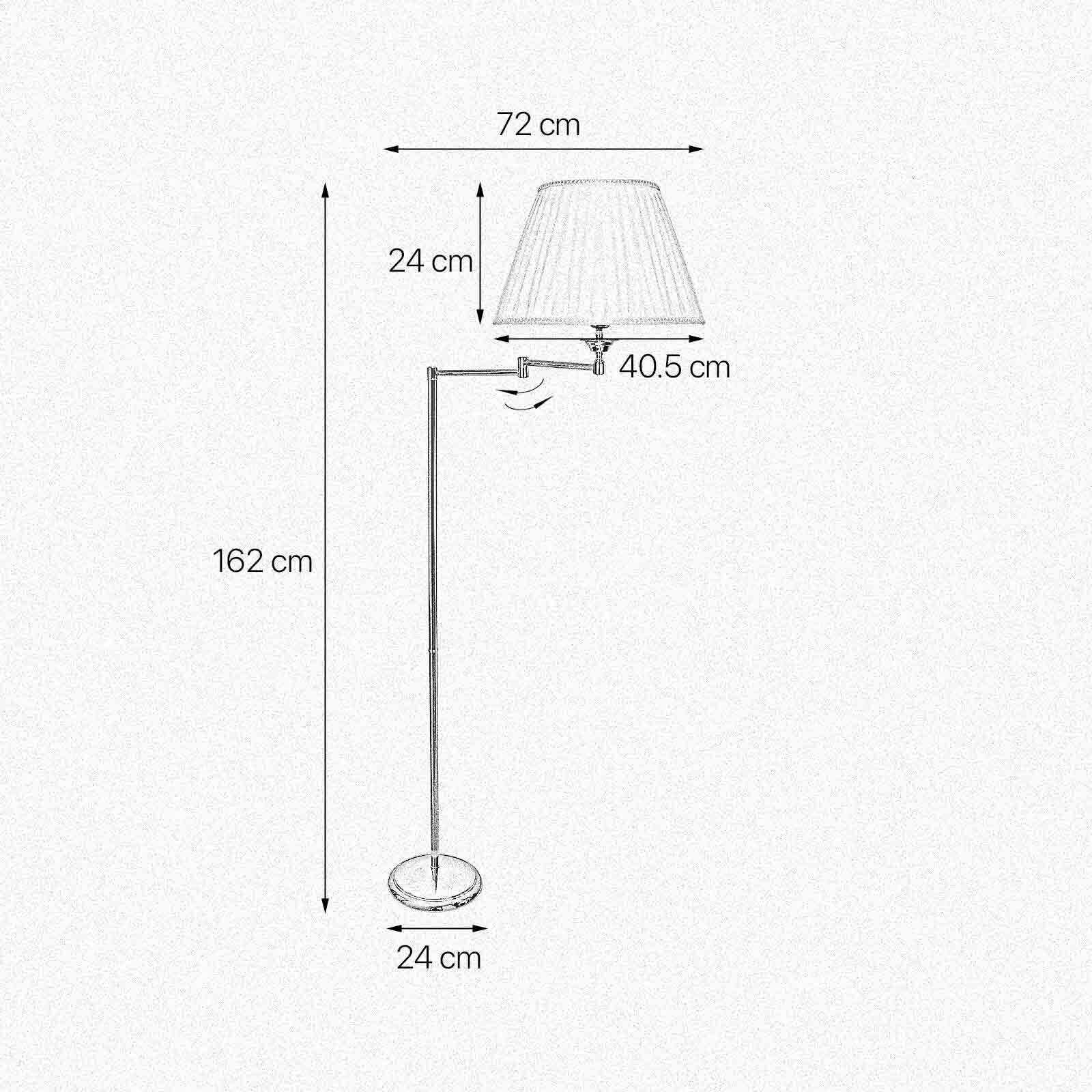 Lampadaire bras articulé 162 cm laiton tissu E27 salon