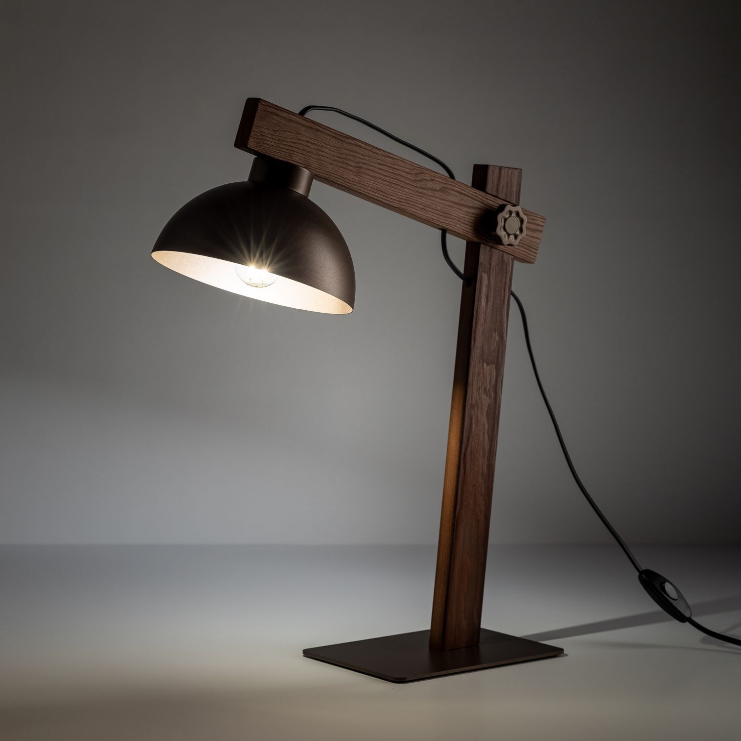 Lampe de table articulée 52 cm de haut bois métal E27 réglable