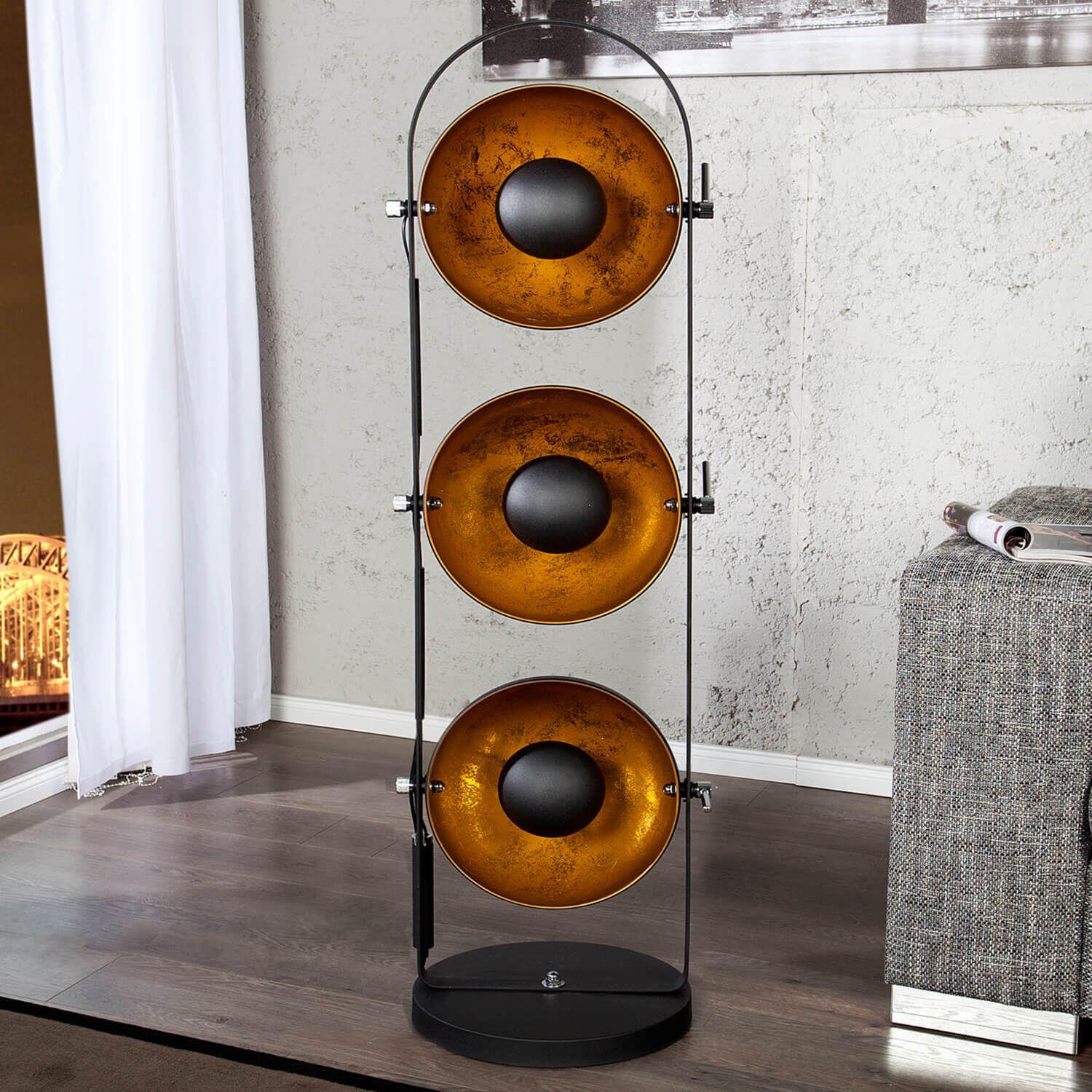 Exceptionnel Lampadaire 130cm noir or Elektronik, Sprecher